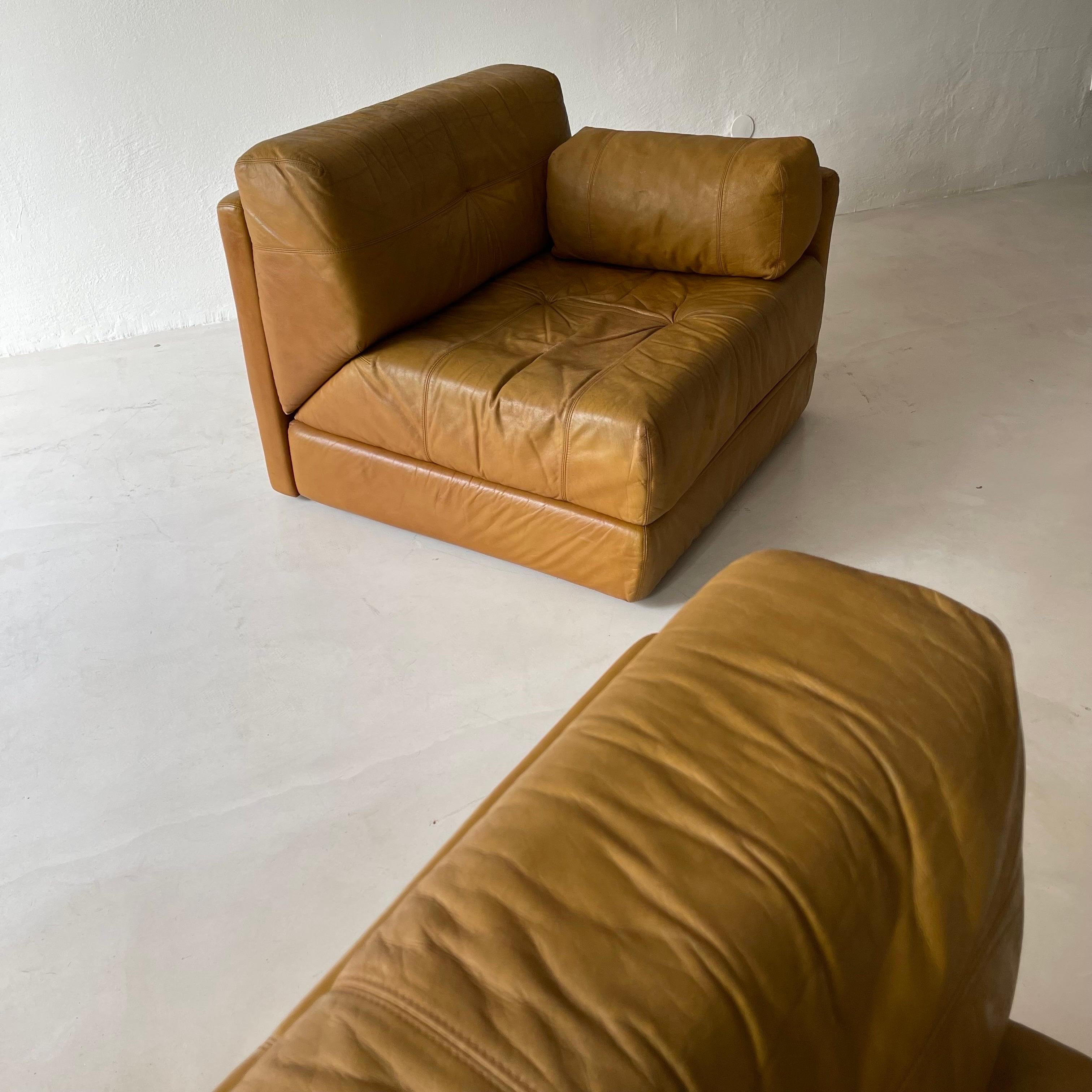 Wittmann Atrium Cognac Leather Daybed Sofa, 1970s For Sale 12