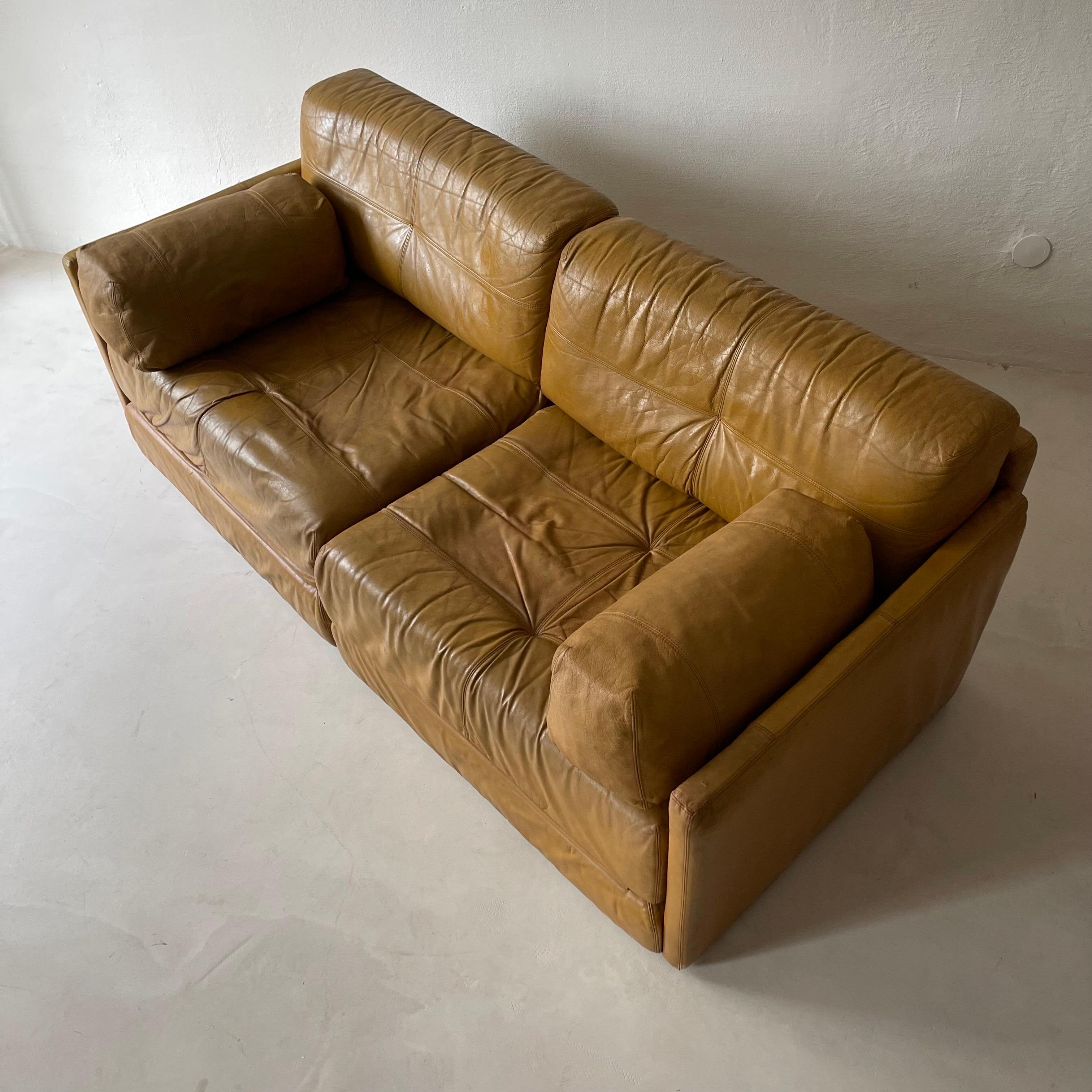 Wittmann 'Atrium' cognac leather daybed sofa, 1970s.