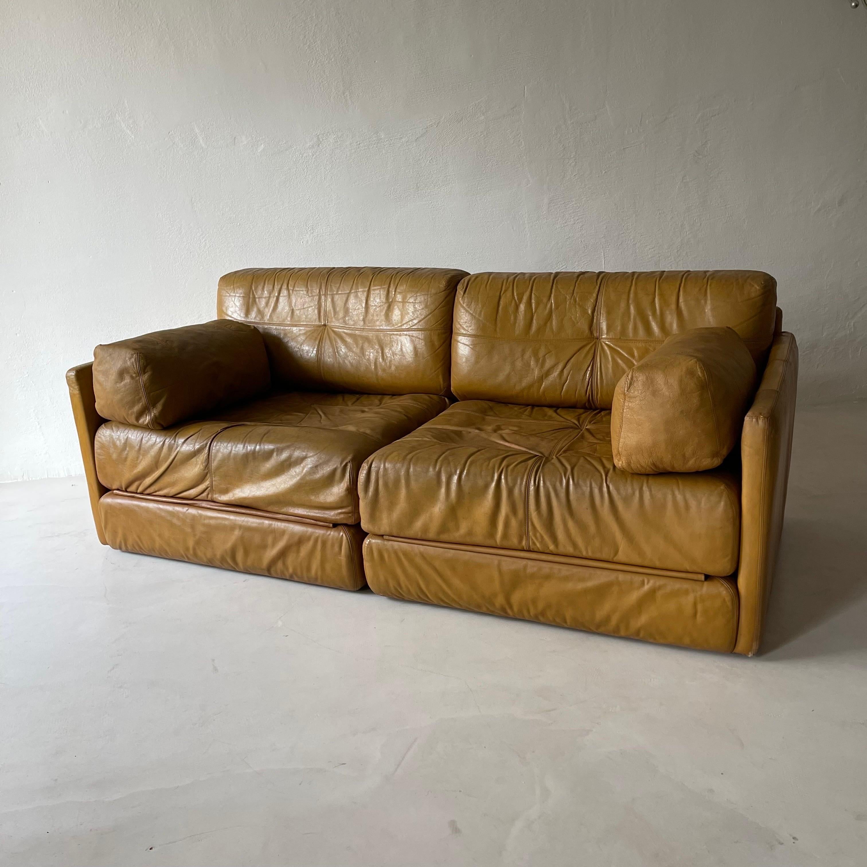 Mid-Century Modern Wittmann Atrium Cognac Leather Daybed Sofa, 1970s For Sale