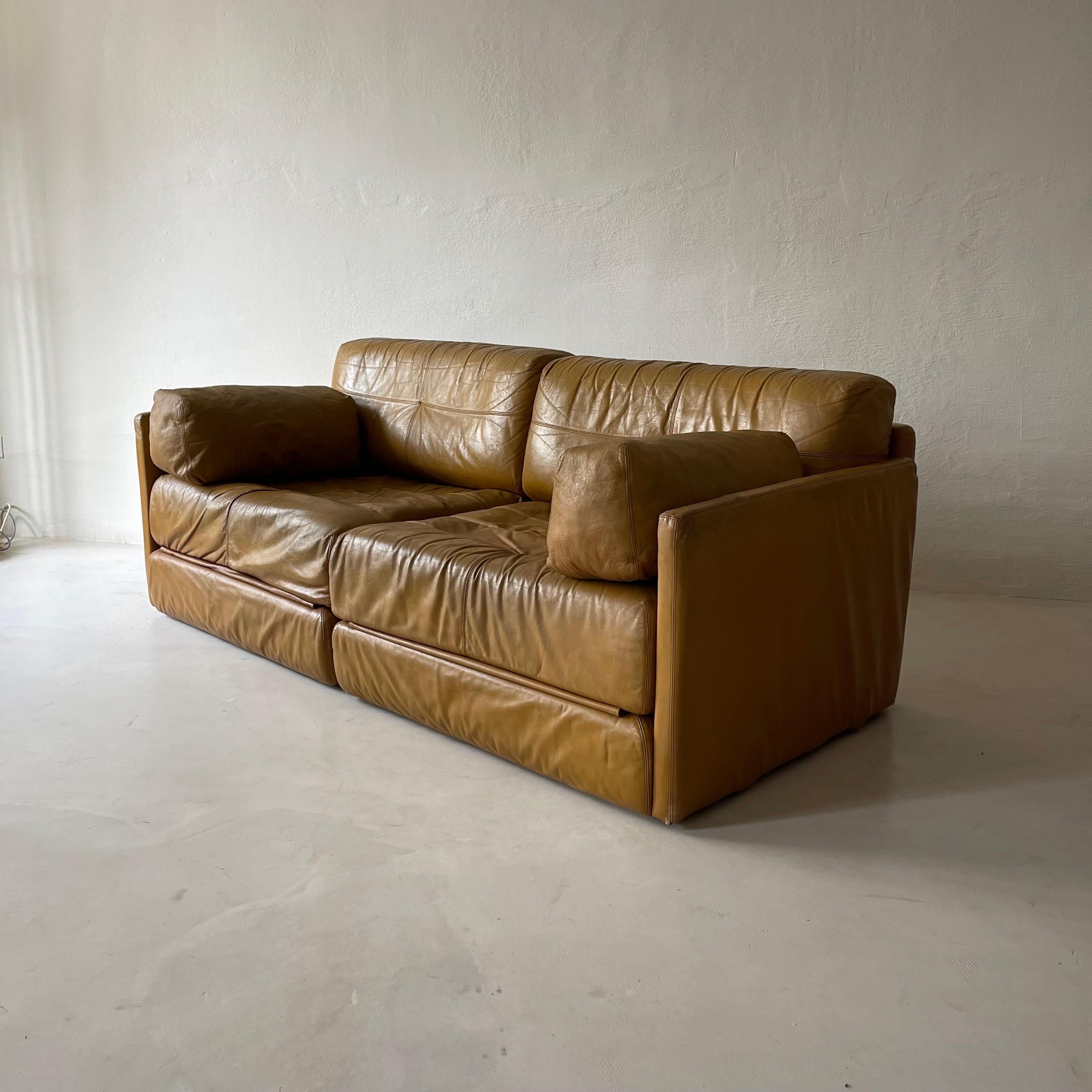 Austrian Wittmann Atrium Cognac Leather Daybed Sofa, 1970s For Sale