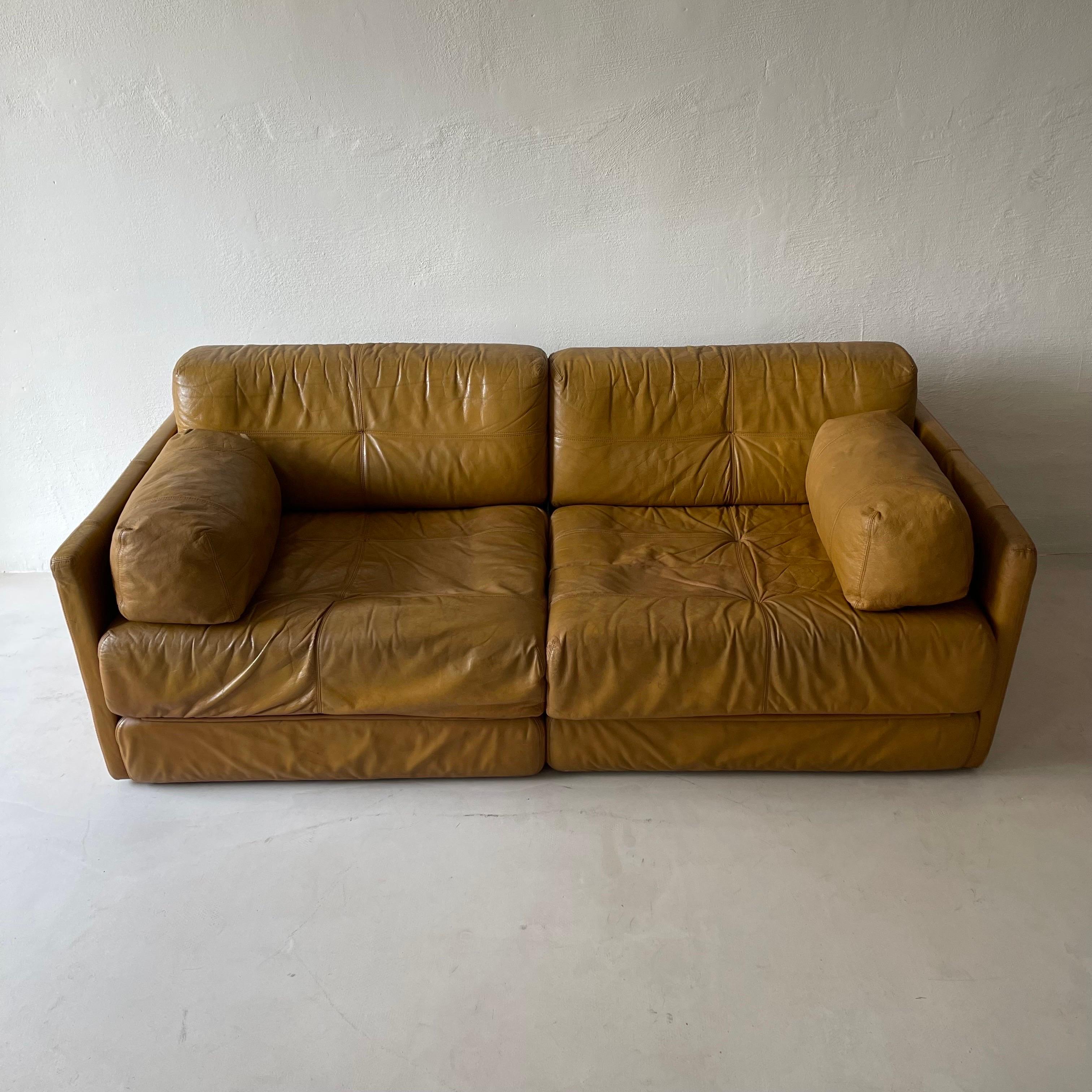 Wittmann Atrium Cognac Leather Daybed Sofa, 1970s For Sale 1