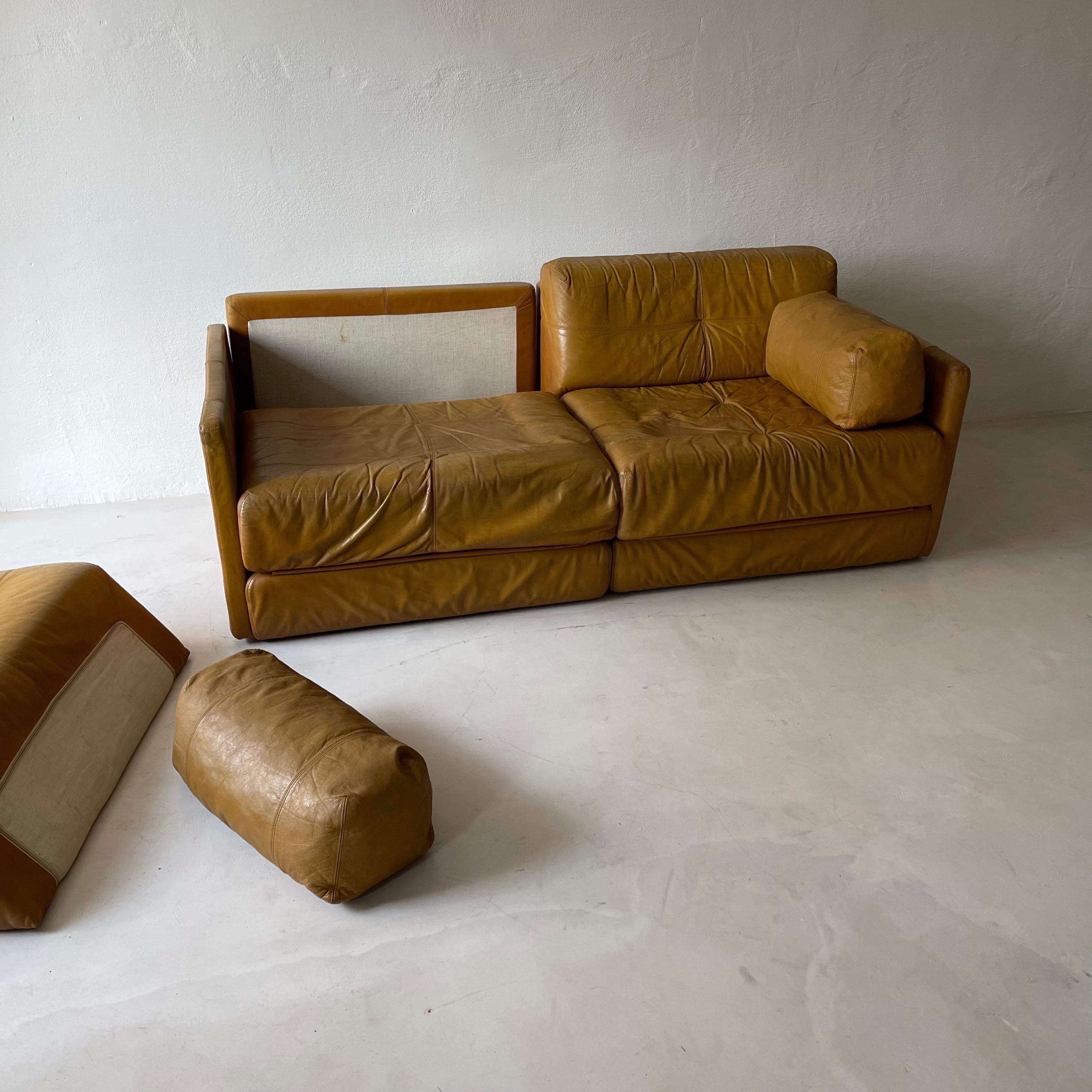 Wittmann Atrium Cognac Leather Daybed Sofa, 1970s For Sale 3