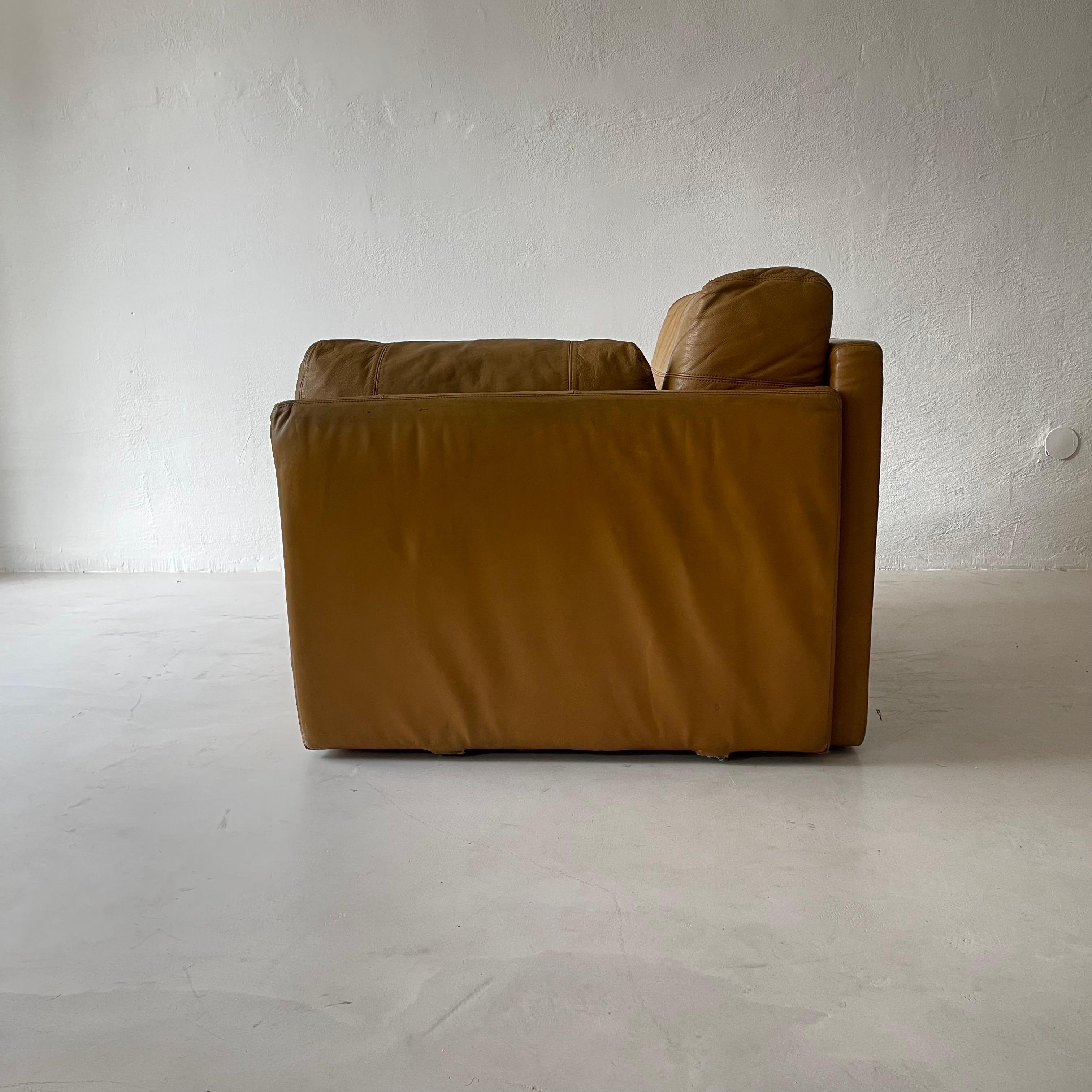Wittmann Atrium Cognac Leather Pair Lounge Chairs, 1970s For Sale 8