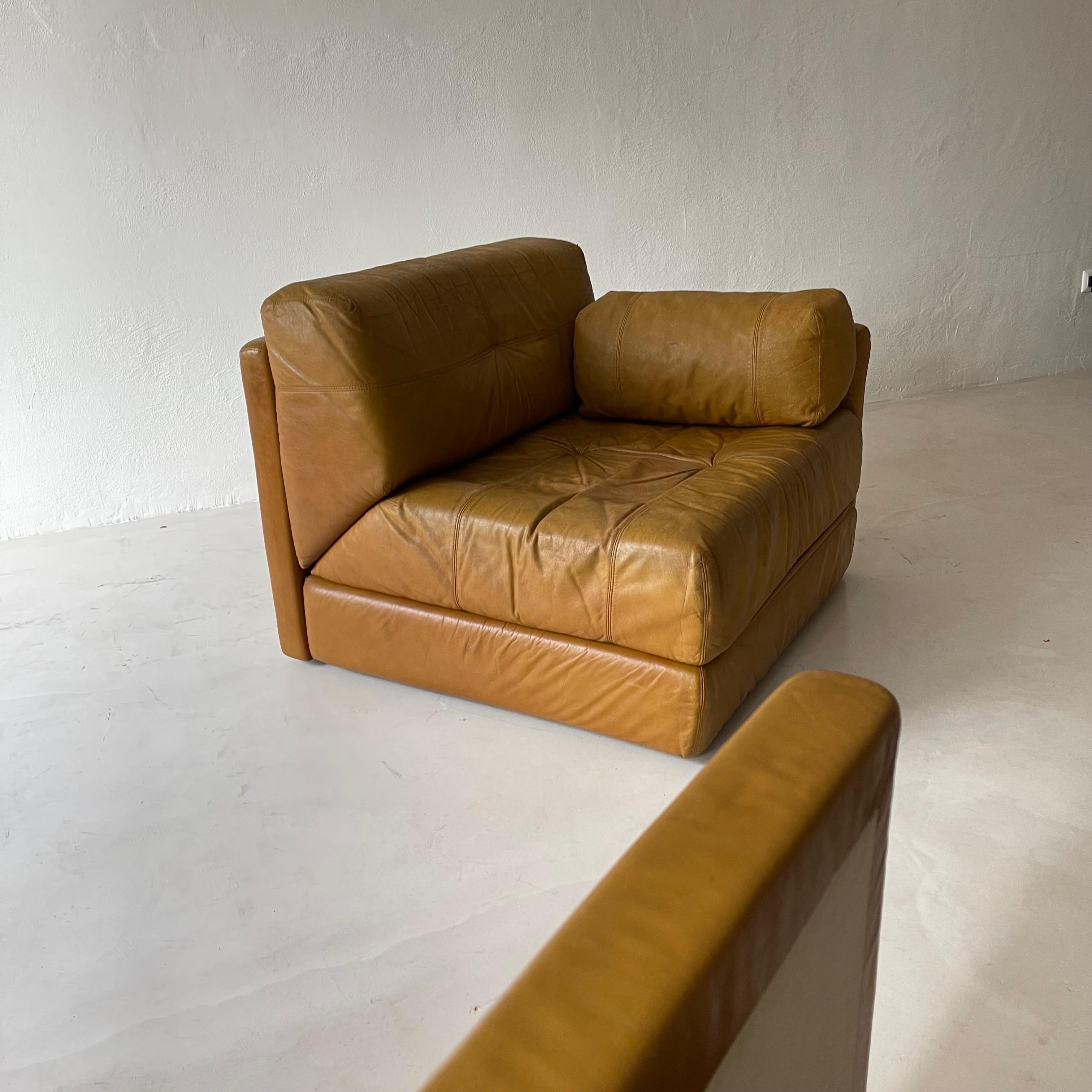 Wittmann Atrium Cognac Leather Pair Lounge Chairs, 1970s For Sale 13