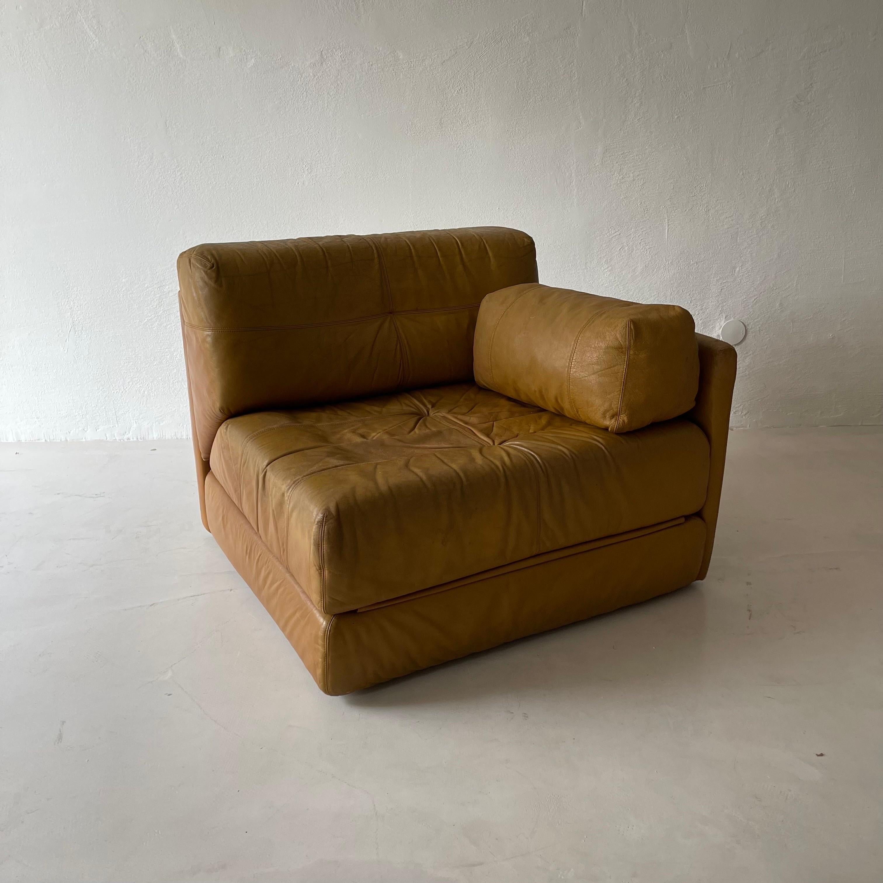 Wittmann Atrium Cognac Leather Pair Lounge Chairs, 1970s For Sale 2