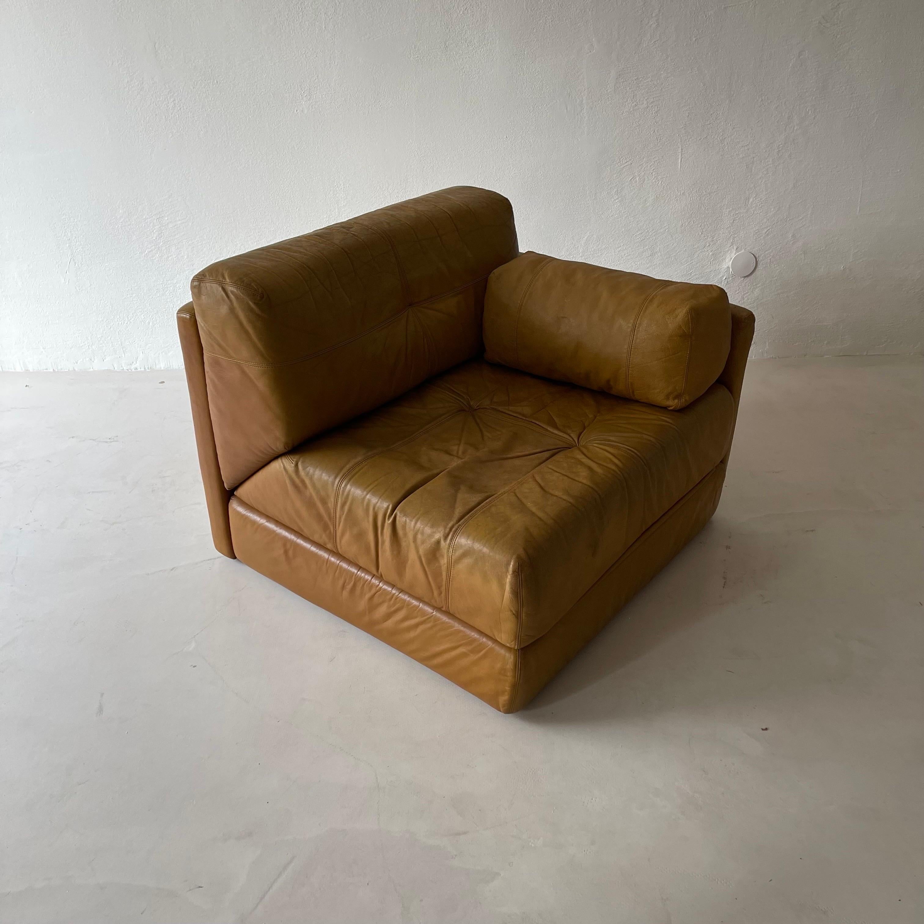 Wittmann Atrium Cognac Leather Pair Lounge Chairs, 1970s For Sale 5