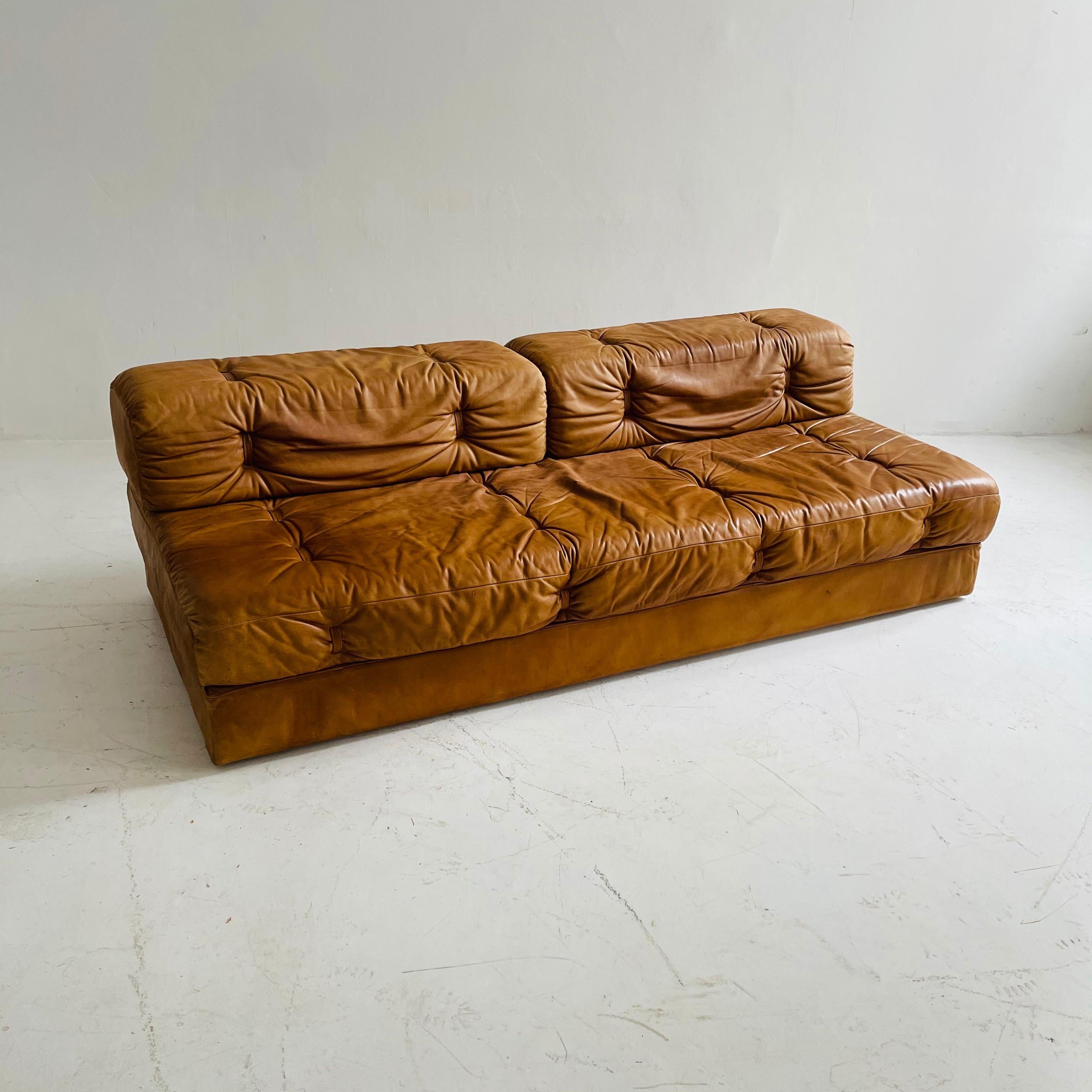 Late 20th Century Wittmann Atrium Patinated Cognac Leather Daybed, Austria, 1970s