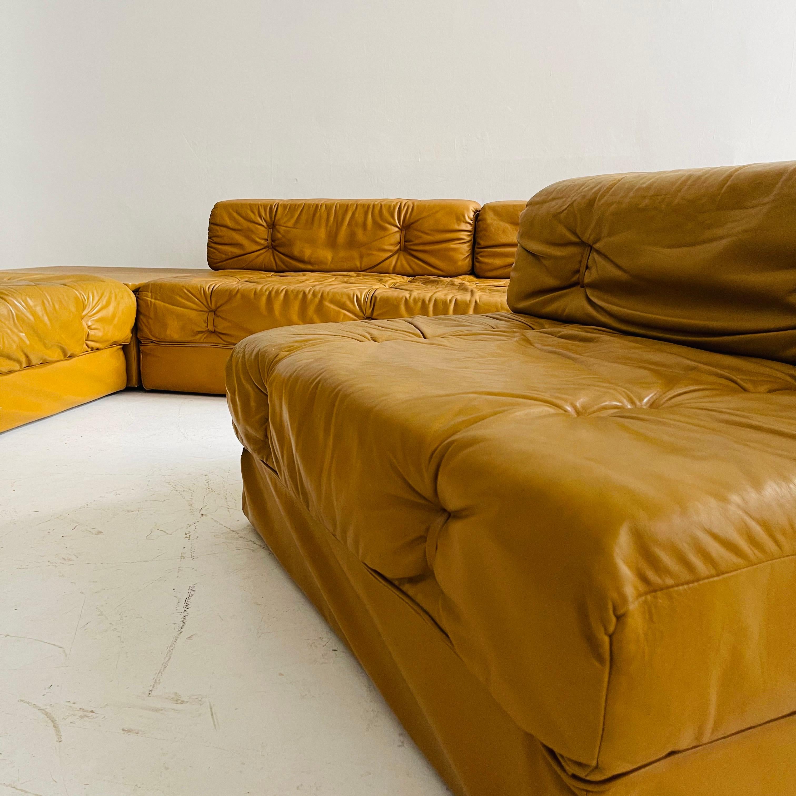 Wittmann Atrium Cognac Leather Living Room Suite Sofa Daybeds, Austria, 1970s For Sale 10