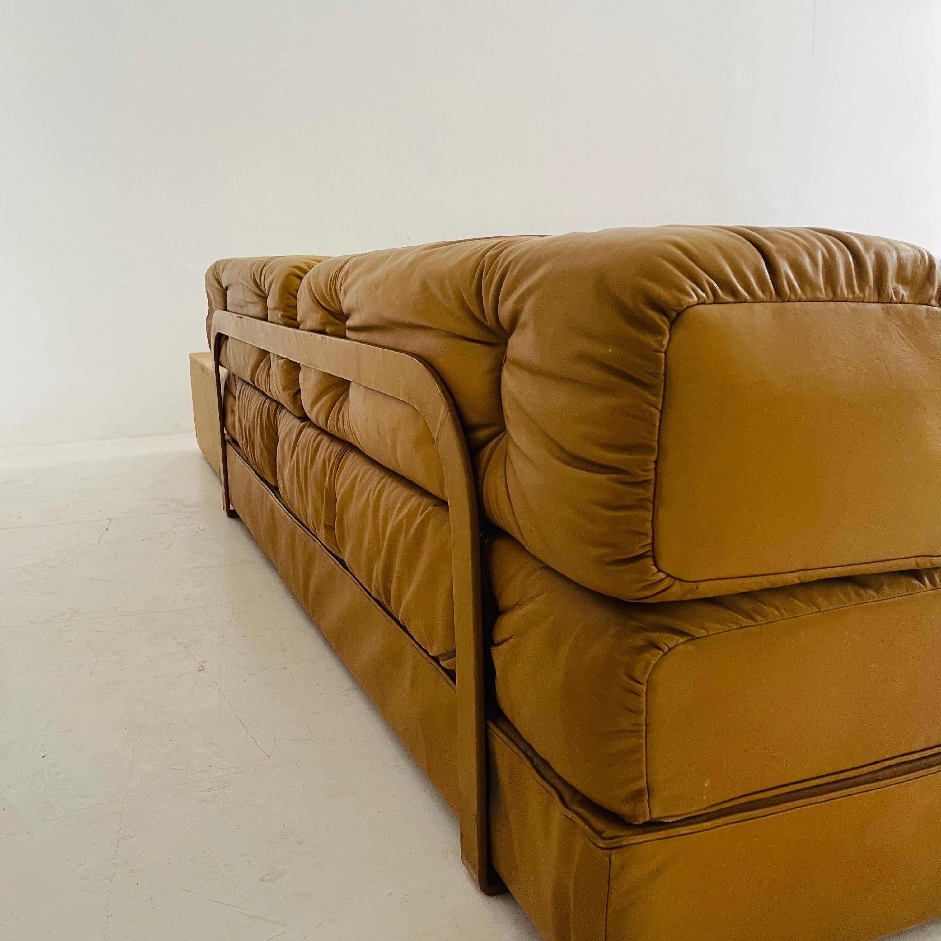 Wittmann Atrium Cognac Leather Living Room Suite Sofa Daybeds, Austria, 1970s For Sale 11