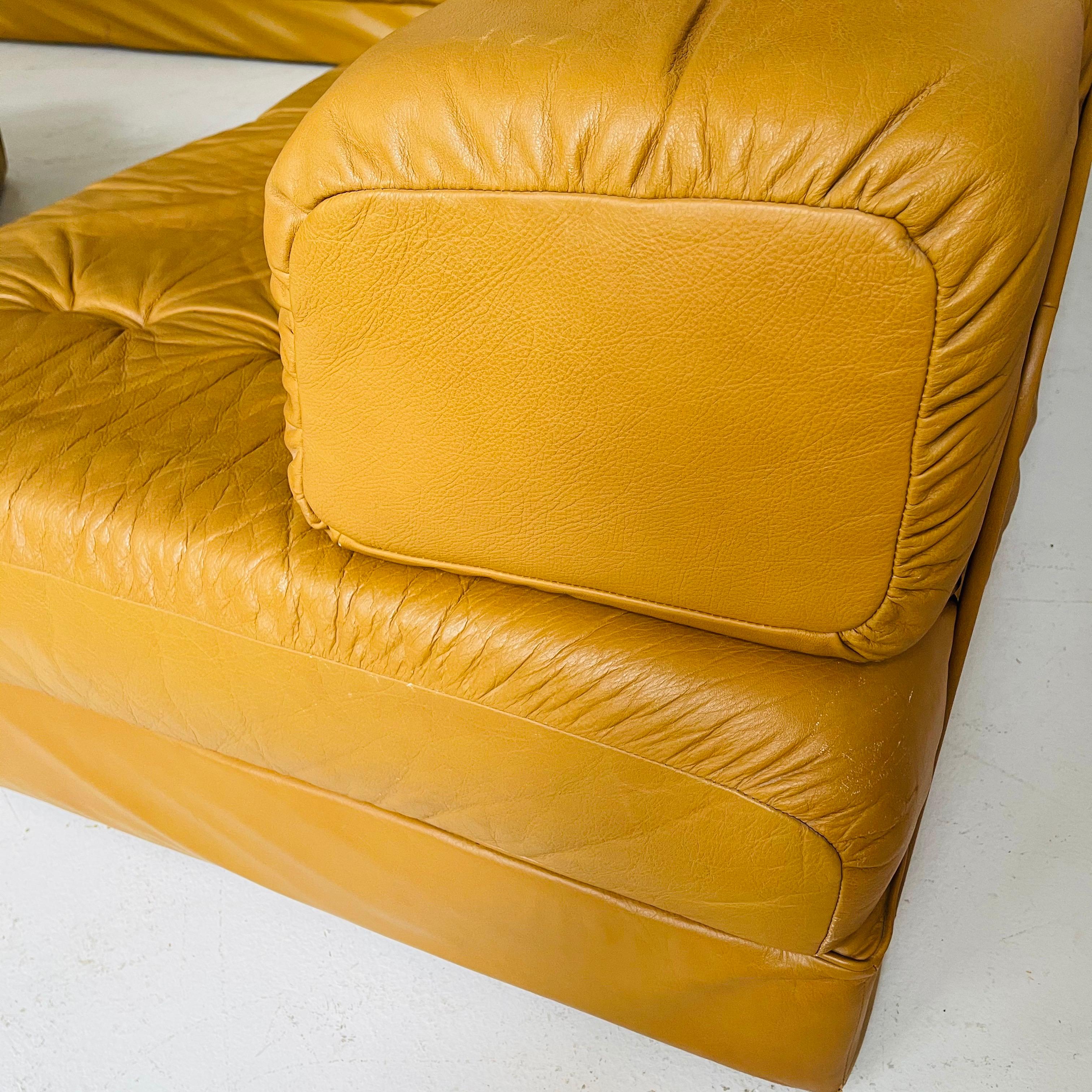 Wittmann Atrium Cognac Leather Living Room Suite Sofa Daybeds, Austria, 1970s For Sale 12