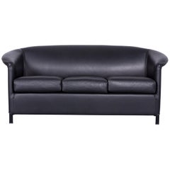 Wittmann Aura Designer Leather Sofa Black Two-Seat Couch