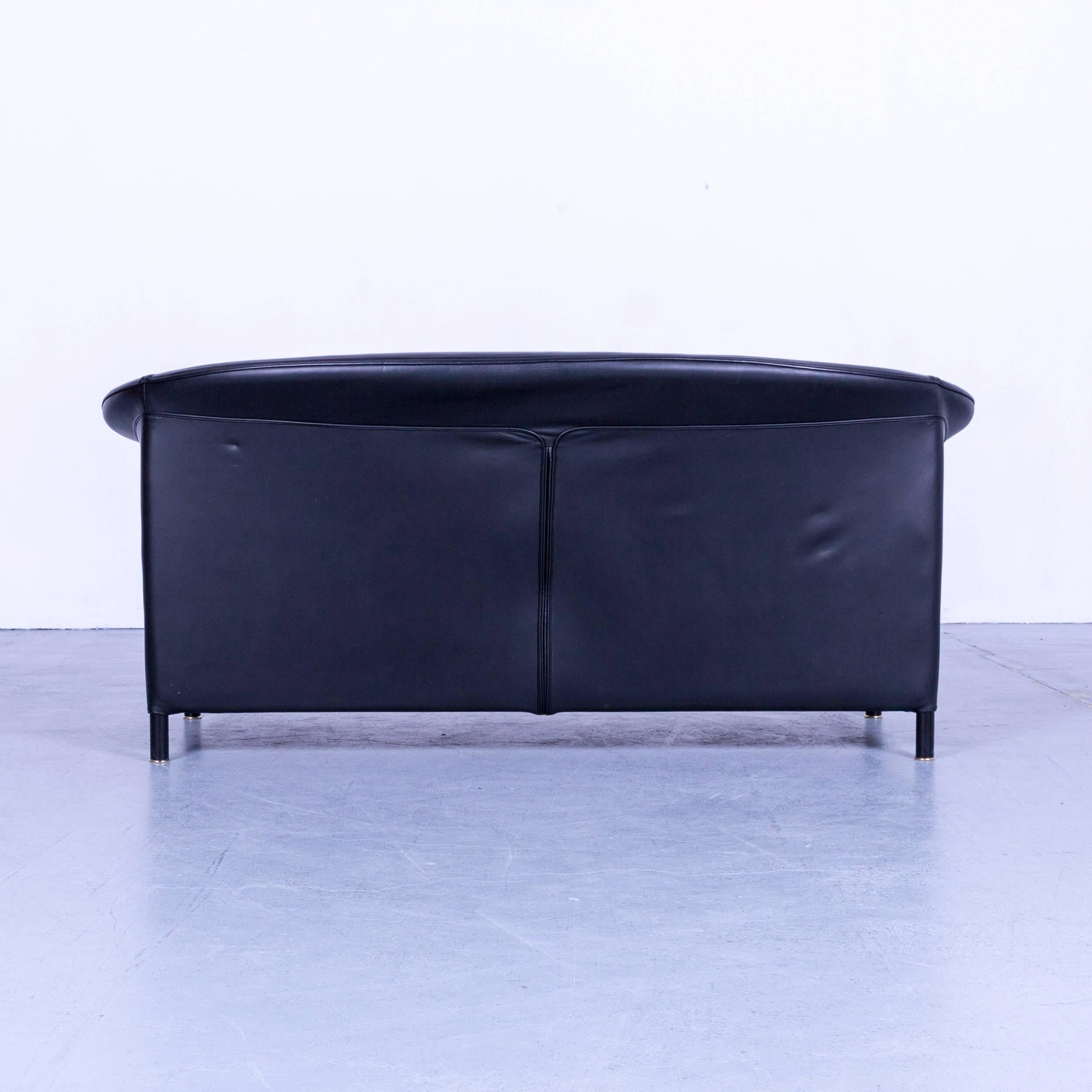 Wittmann Aura Designer Black Leather Three-Seater Sofa or Couch 2