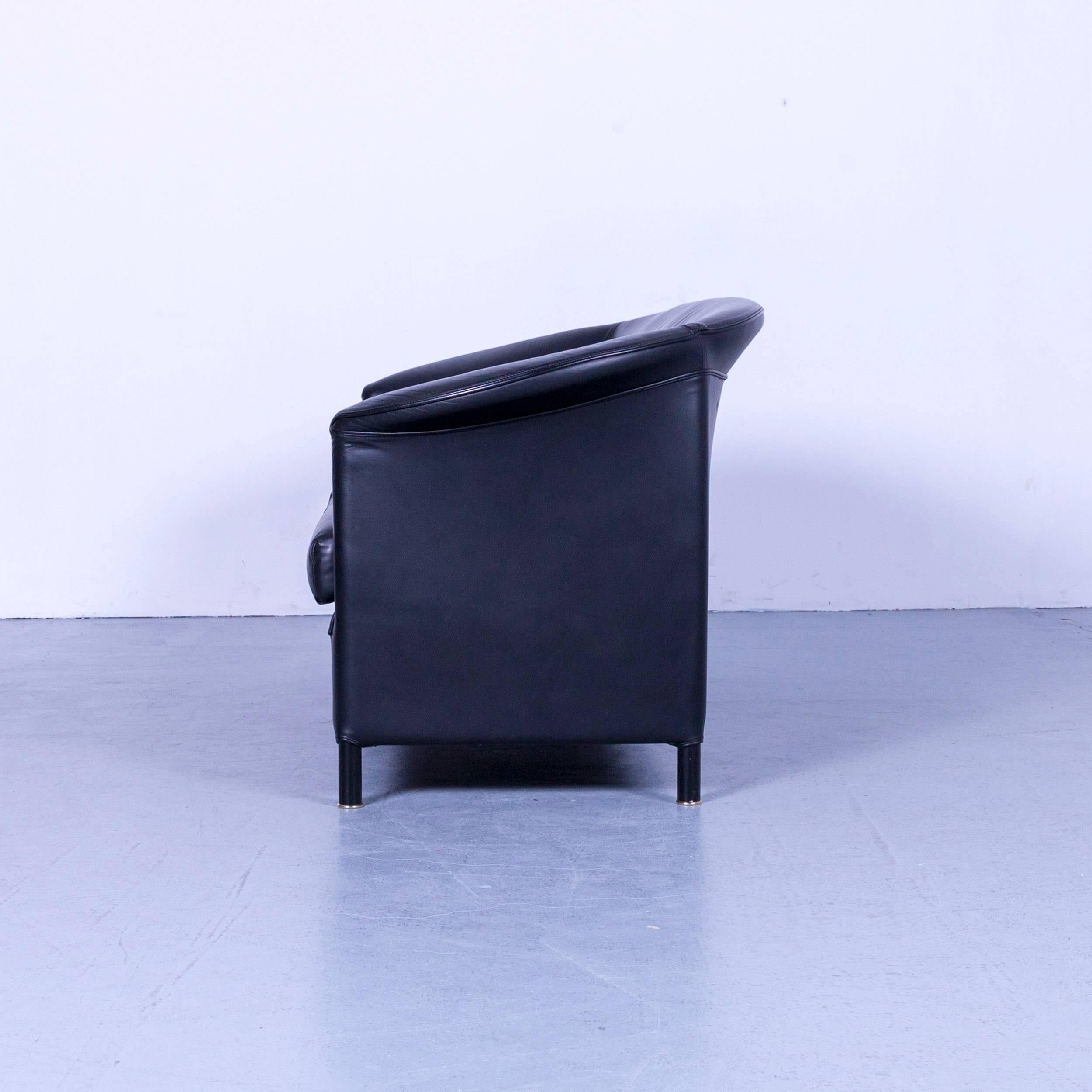 Wittmann Aura Designer Black Leather Three-Seater Sofa or Couch 3
