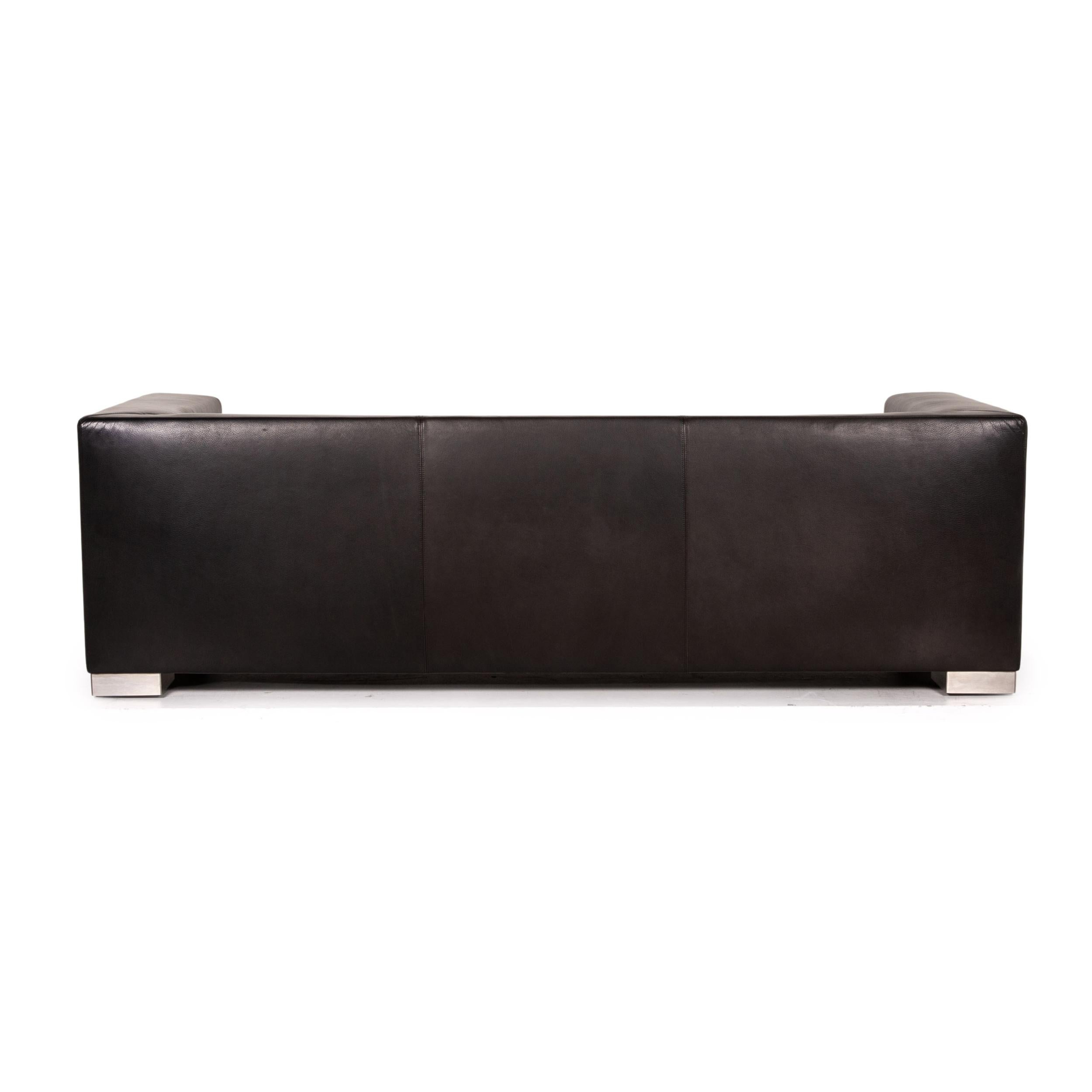 Wittmann Camin Leather Sofa Black Three-Seater Couch 2