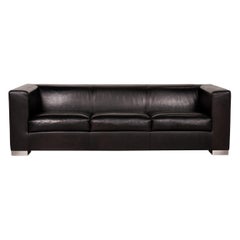 Wittmann Camin Leather Sofa Black Three-Seater Couch
