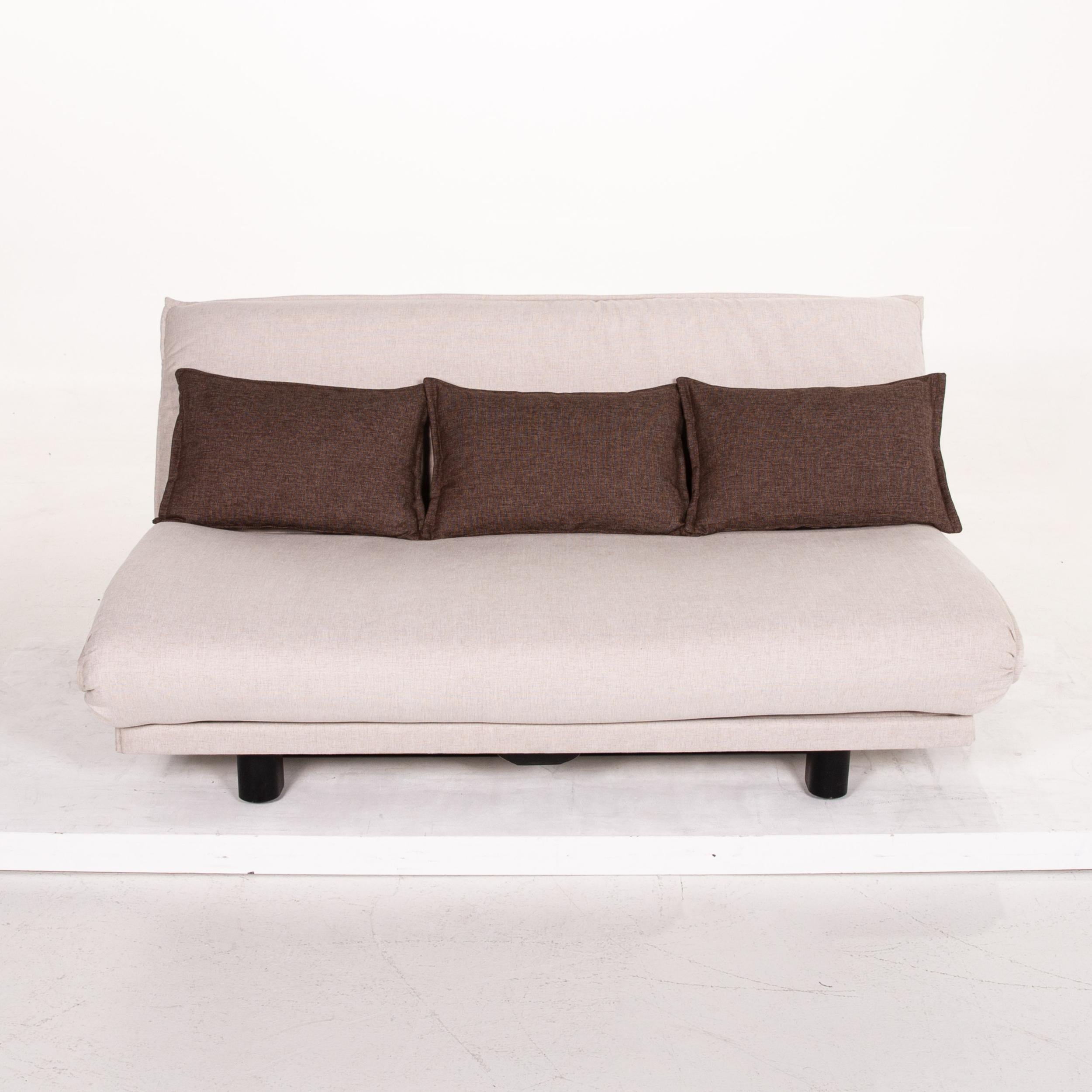 Austrian Wittmann Colli Fabric Sofa Bed Cream Three-Seat Function Sleeping Function For Sale
