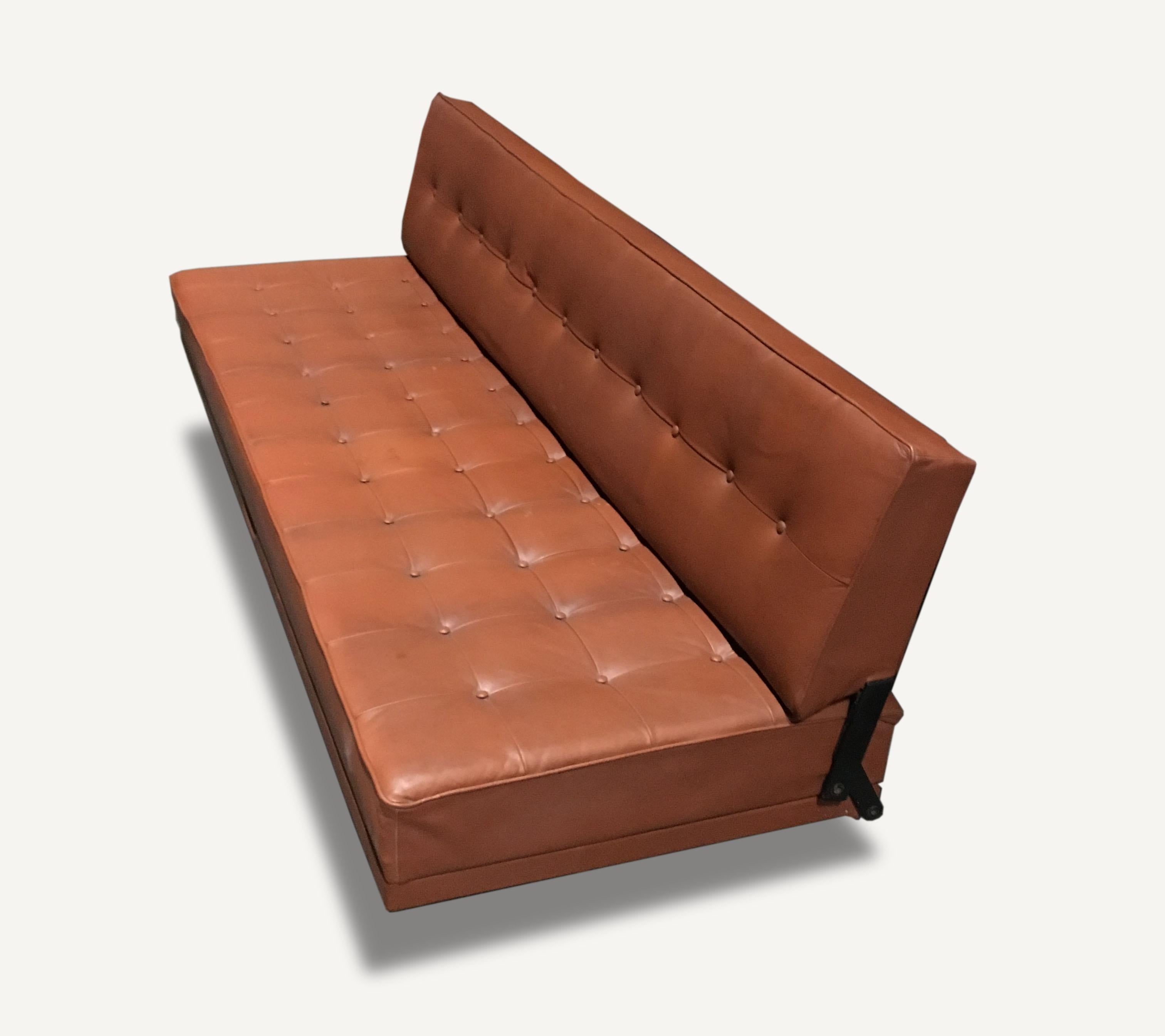 Mid-Century Modern Johannes Spalt Daybed Sofa 'Constanze', Patinated Cognac Leather, Austria, 1960s For Sale