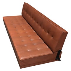 Johannes Spalt Daybed Sofa 'Constanze', Patinated Cognac Leather, Austria, 1960s