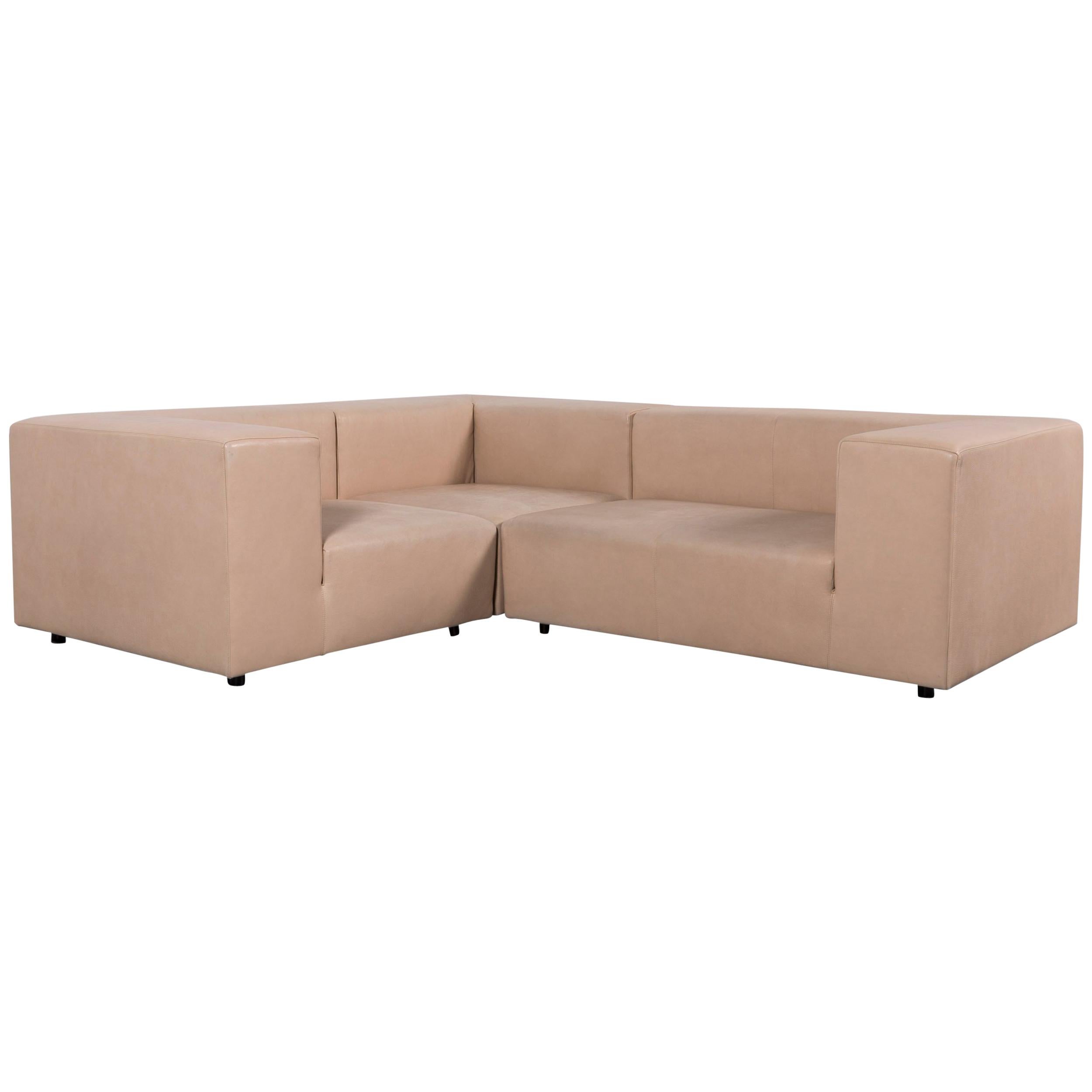 Wittmann Designer Leather Sofa Brown Beige Two-Seat Couch Modern