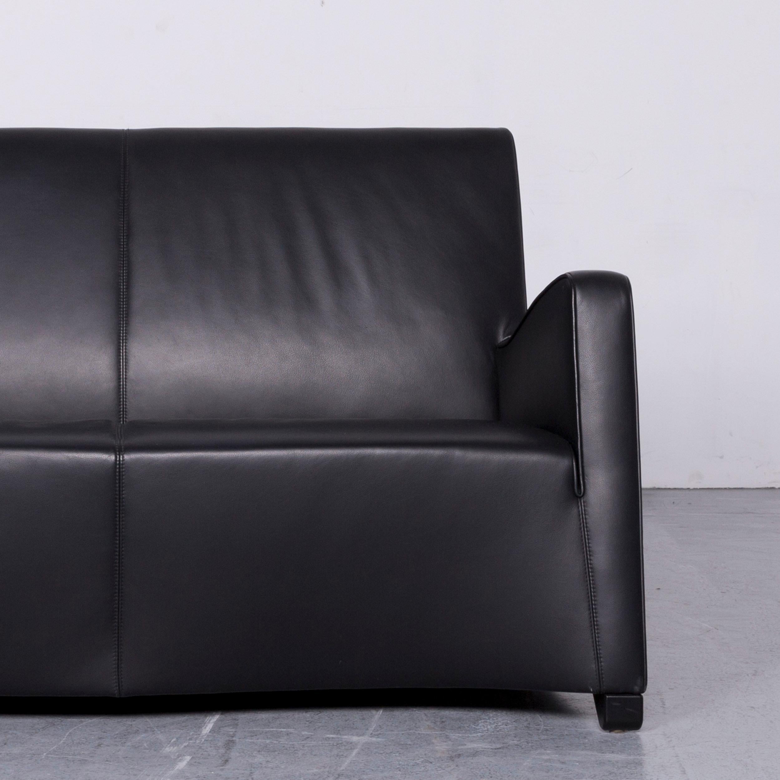 Wittmann Duke Designer Leather Sofa Black Two-Seat Couch In Good Condition In Cologne, DE