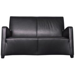 Wittmann Duke Designer Leather Sofa Black Two-Seat Couch