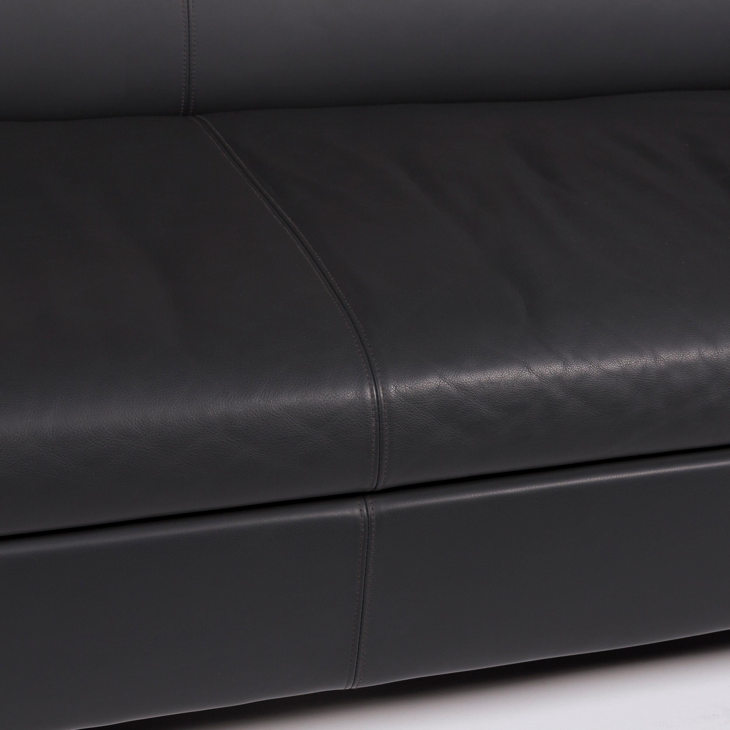 Austrian Wittmann Havana Leather Sofa Set by Paolo Piva Gray Three-Seat Armchair