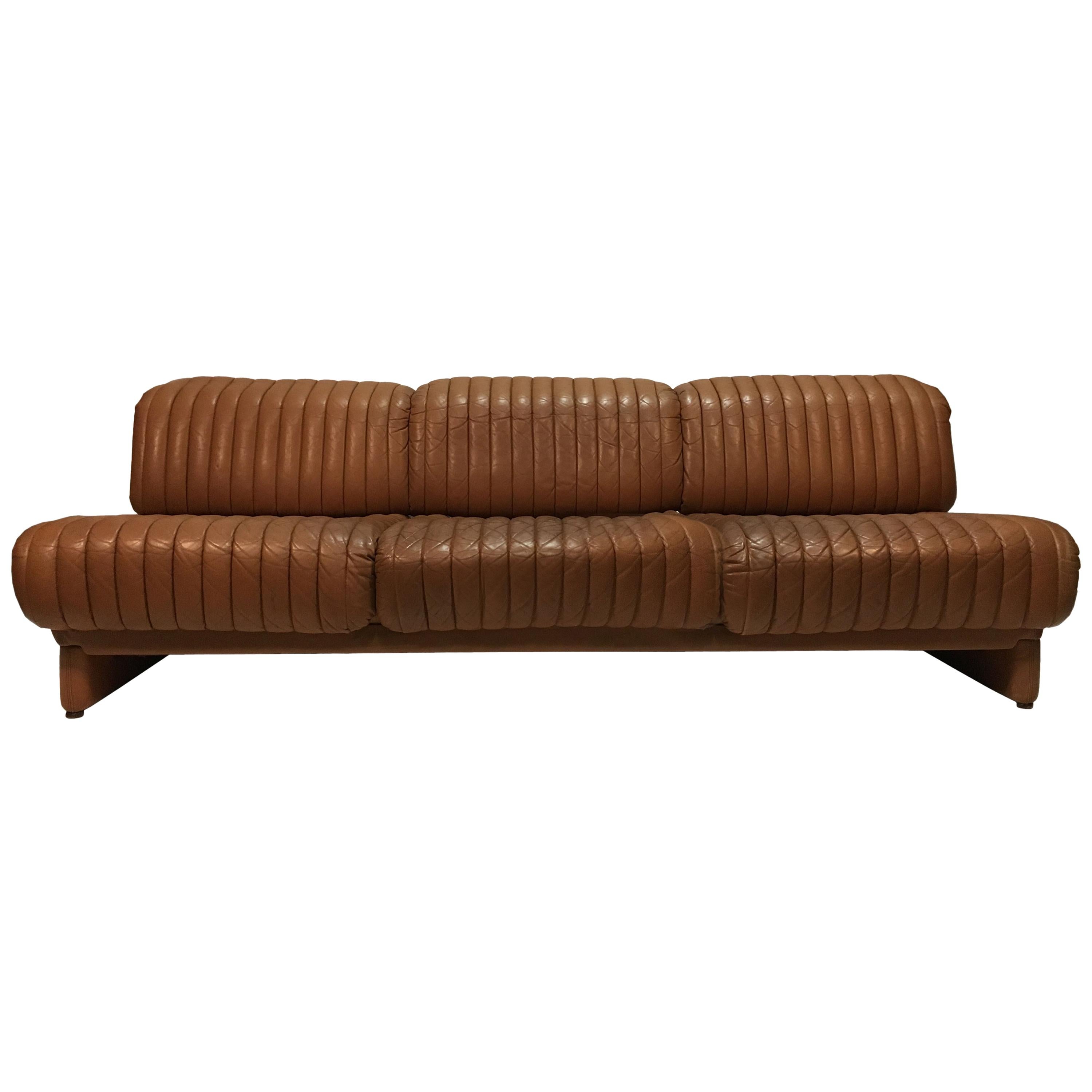 Wittmann 'Independence' Daybed Sofa Patinated Cognac Leather, Austria, 1970s