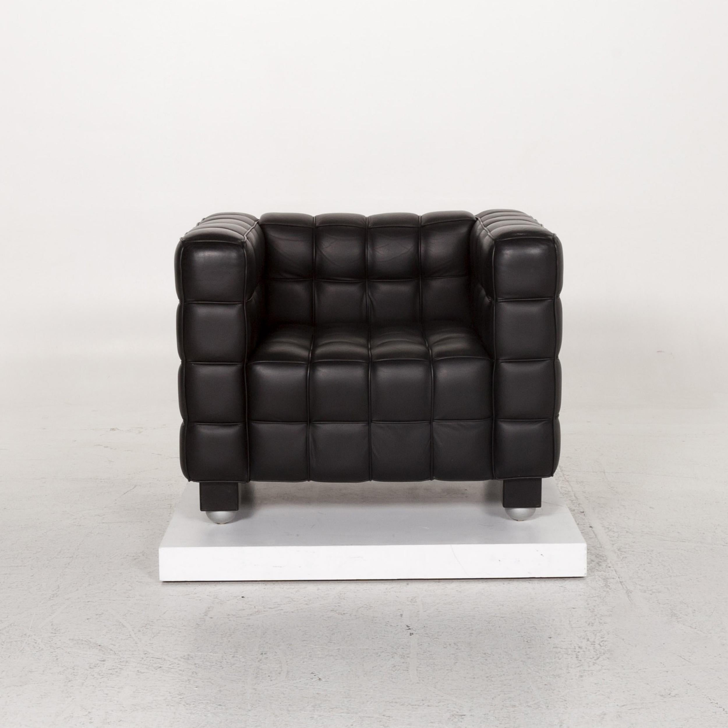 Wittmann Kubus Leather Armchair Black In Good Condition In Cologne, DE