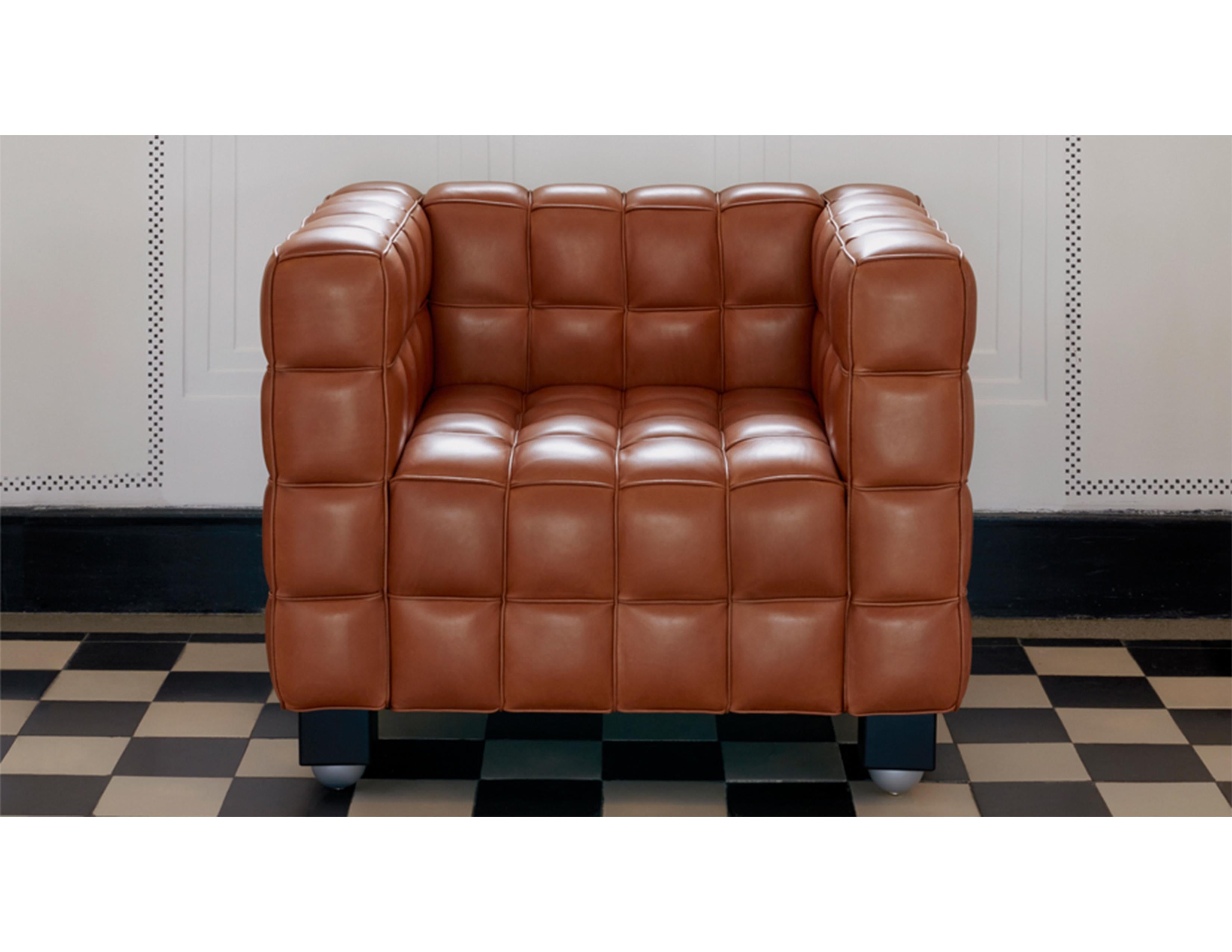 Customizable Wittmann Kubus Leather Sofa by Josef Hoffmann For Sale 4