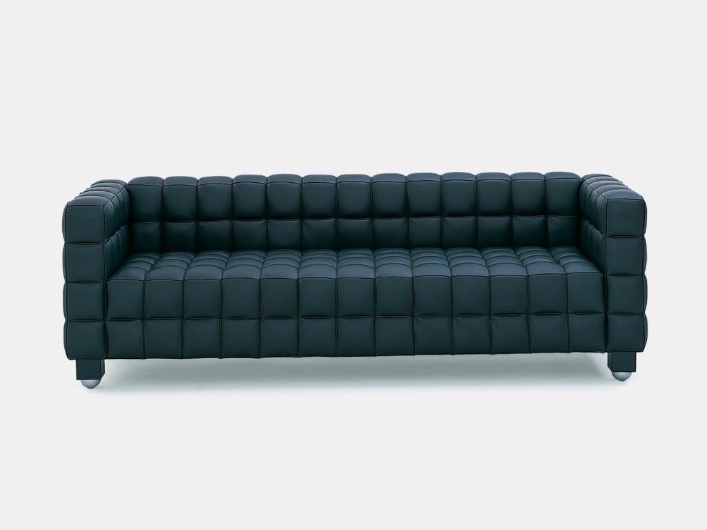 Customizable Wittmann Kubus Leather Sofa by Josef Hoffmann For Sale 3