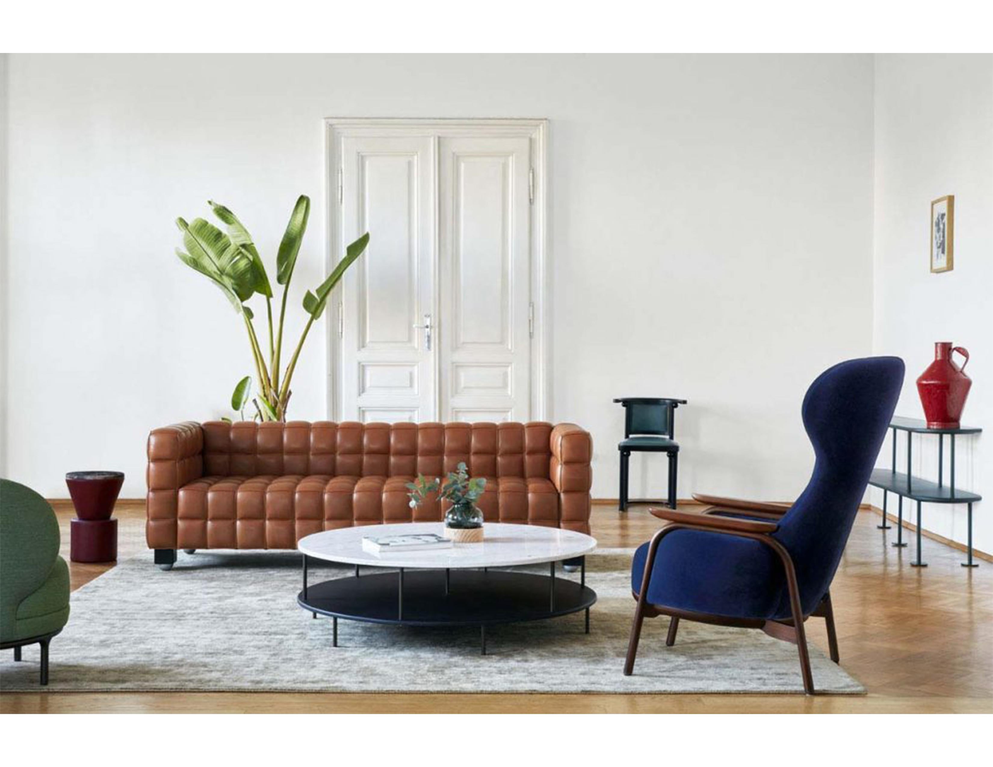 Austriaco Divano in pelle personalizzabile Josef Hoffmann Kubus di Josef Hoffmann in vendita