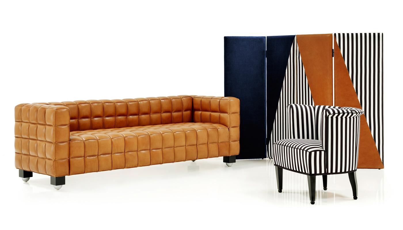 Customizable Wittmann Kubus Leather Sofa by Josef Hoffmann For Sale 2