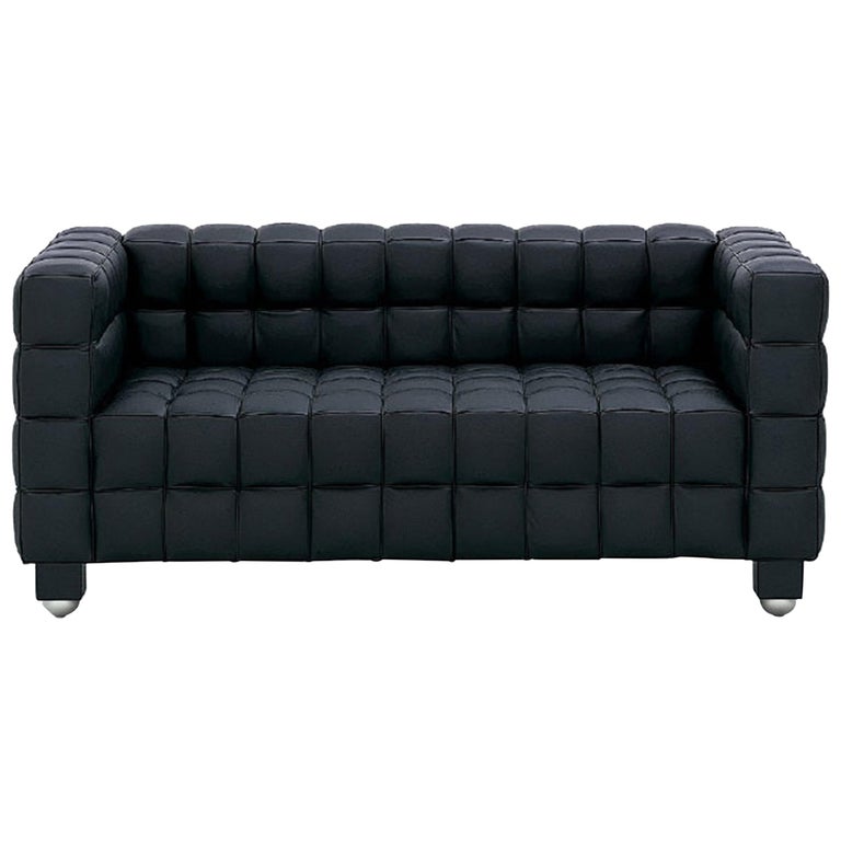 Customizable Wittmann Kubus Leather Sofa Designed by Josef Hoffmann For