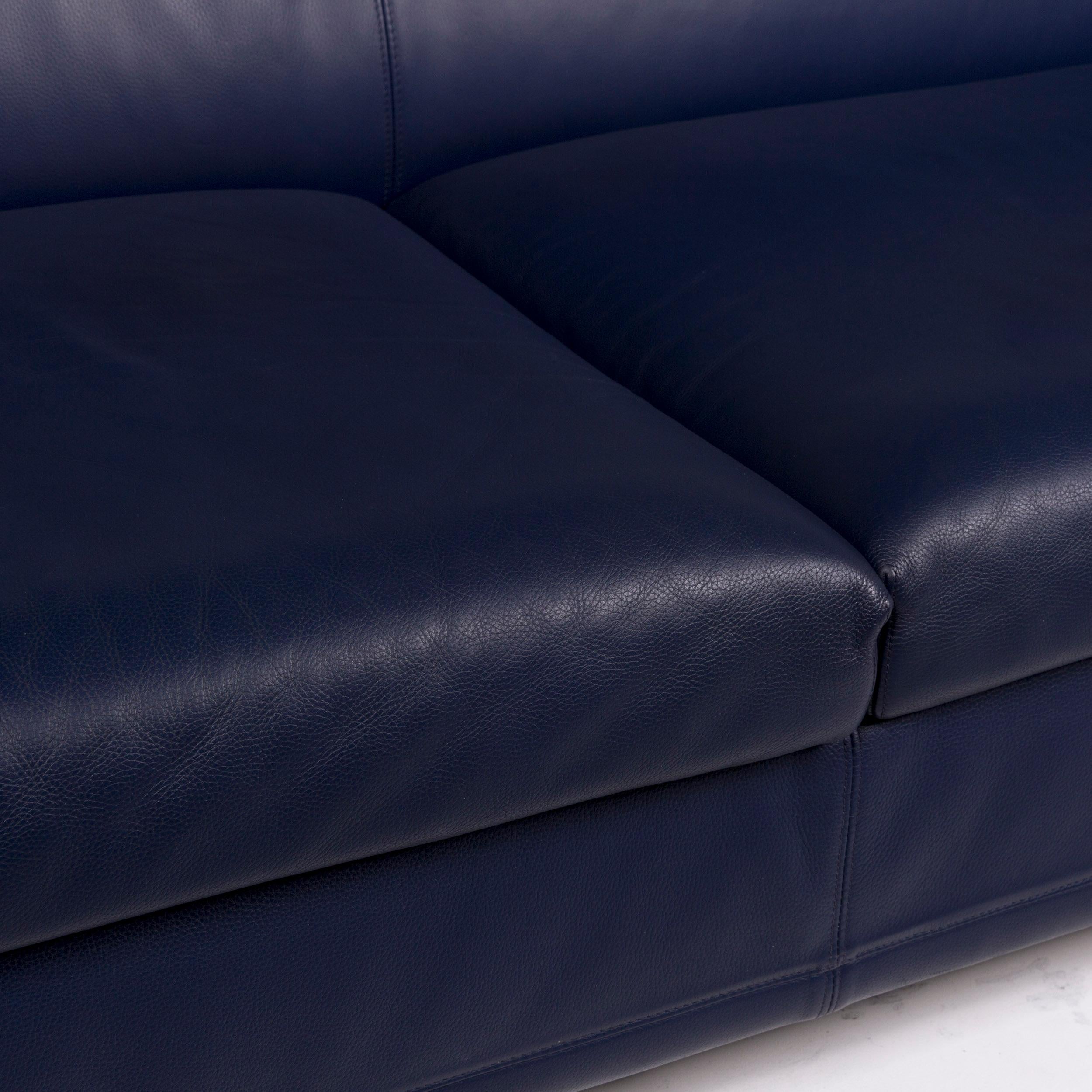 Wittmann La Scala Leather Sofa Set Blue 1 Three-Seat 1 Two-Seat 1 For Sale 11