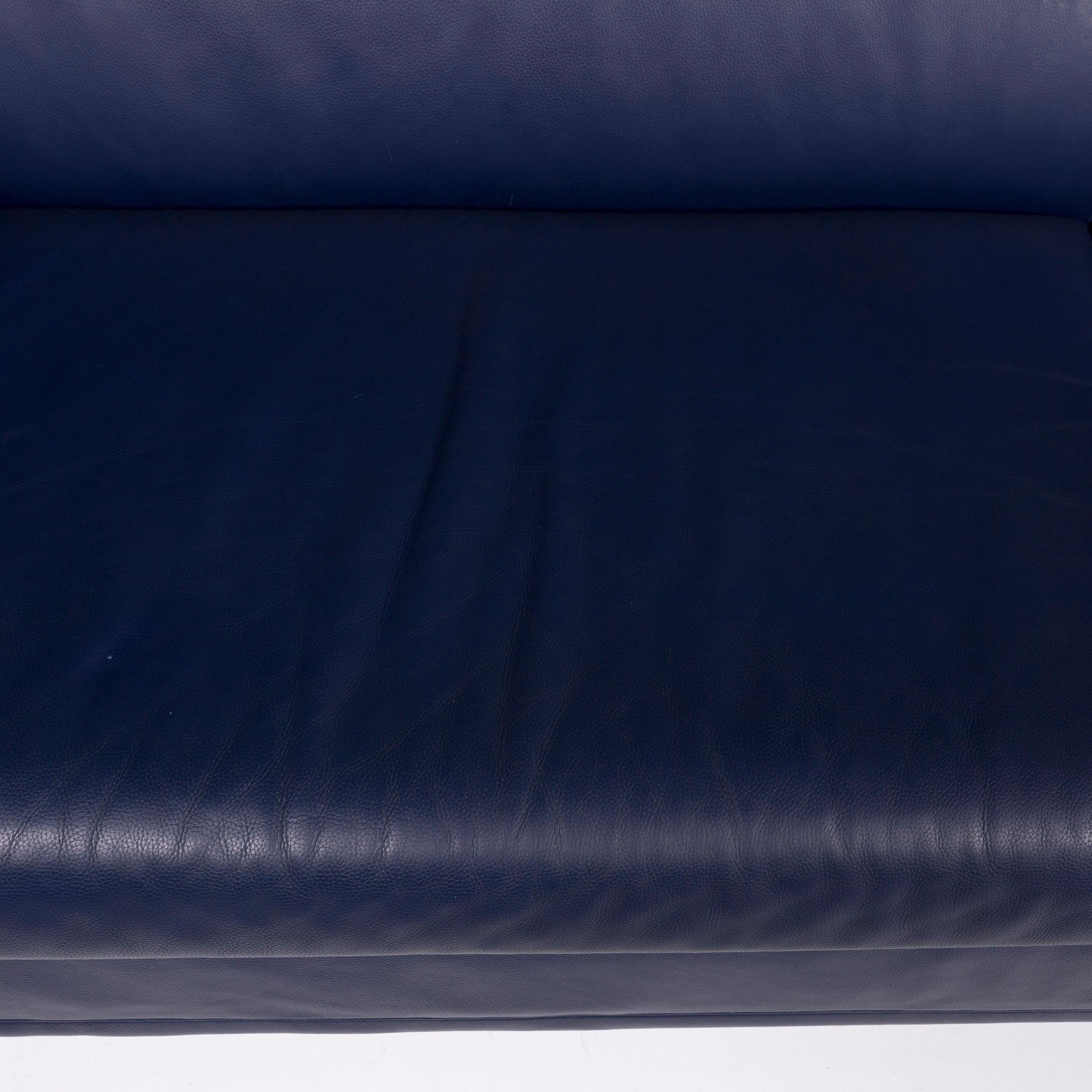 Modern Wittmann La Scala Leather Sofa Set Blue 1 Three-Seat 1 Two-Seat 1 For Sale