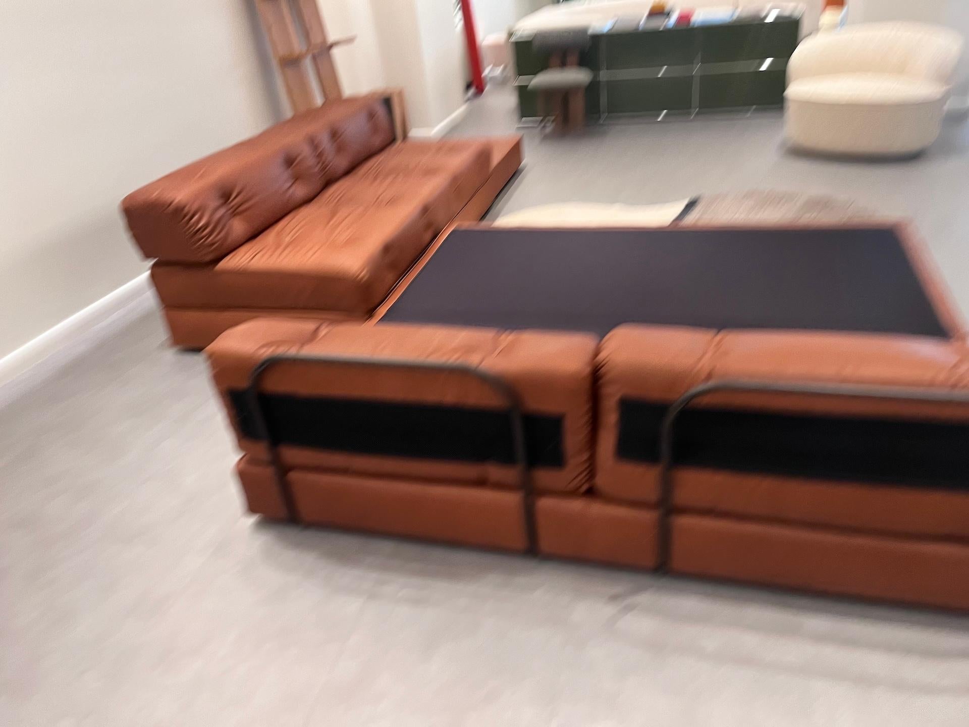 Wittmann Leather Atrium Sofa Bed with Tray Element by Wittmann Workshop in STOCK In Excellent Condition In New York, NY