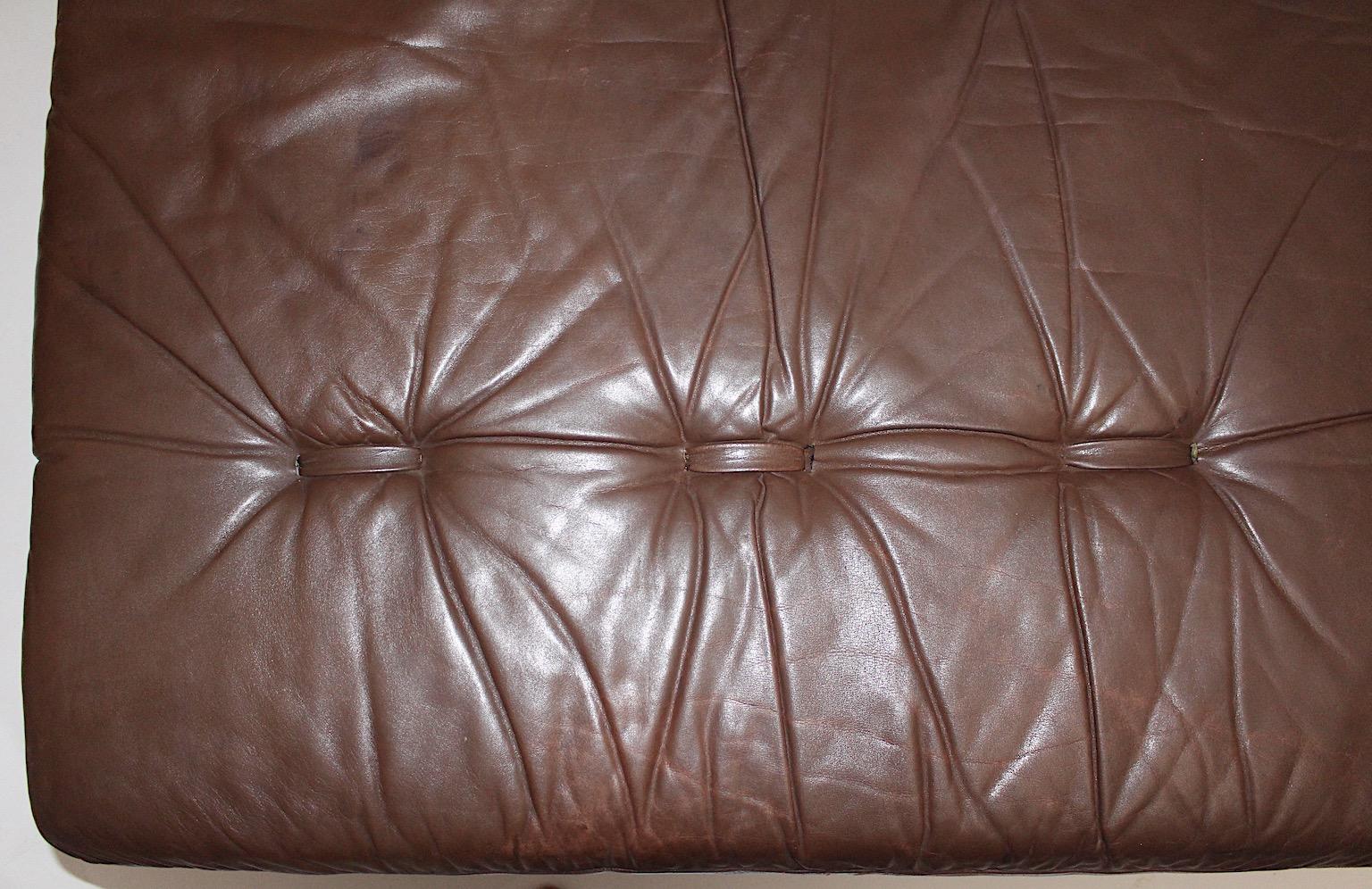 Wittmann Leather Brown Vintage Sofa or Daybed Atrium De Sede Style 1970s Austria For Sale 5