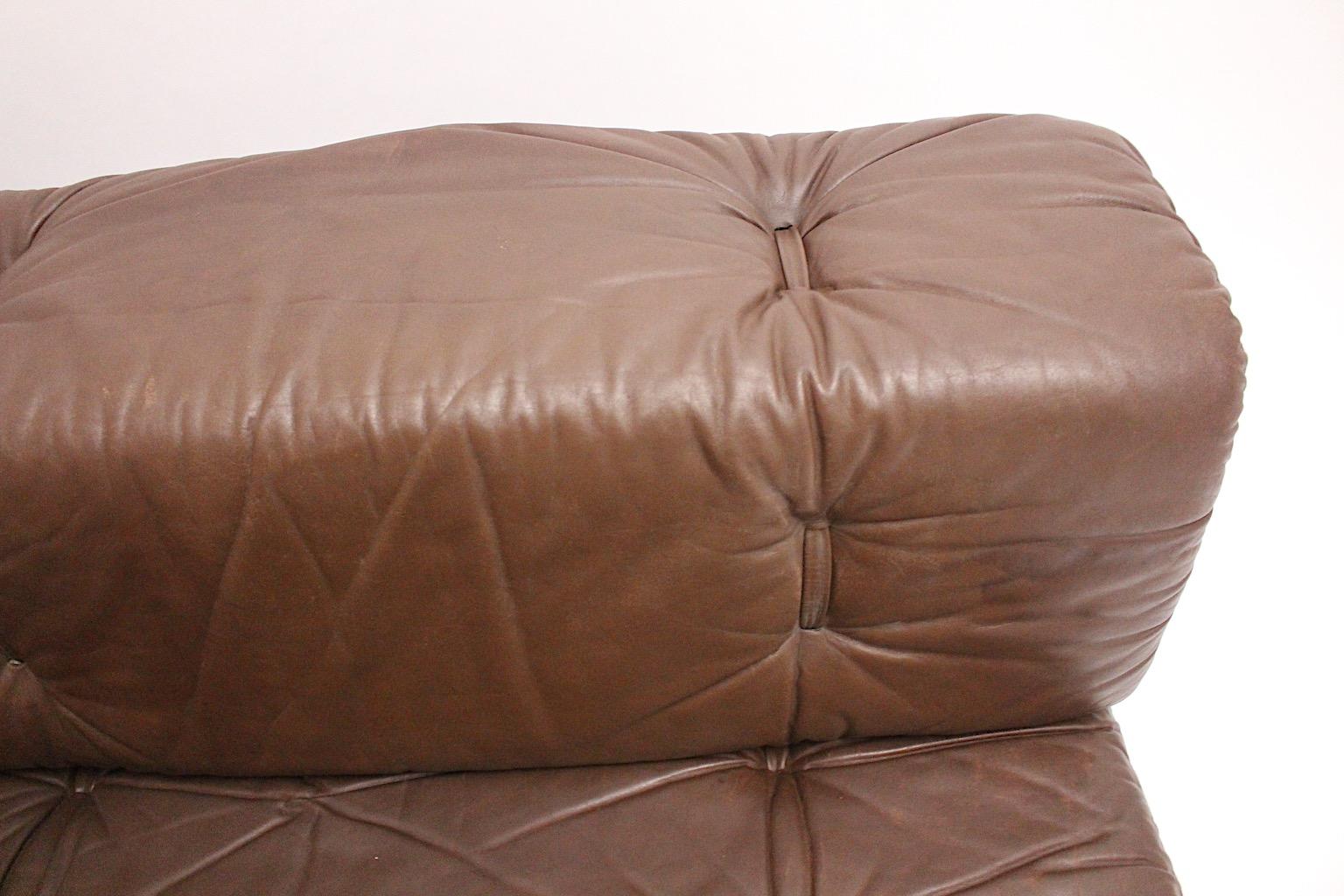 Wittmann Leather Brown Vintage Sofa or Daybed Atrium De Sede Style 1970s Austria For Sale 8