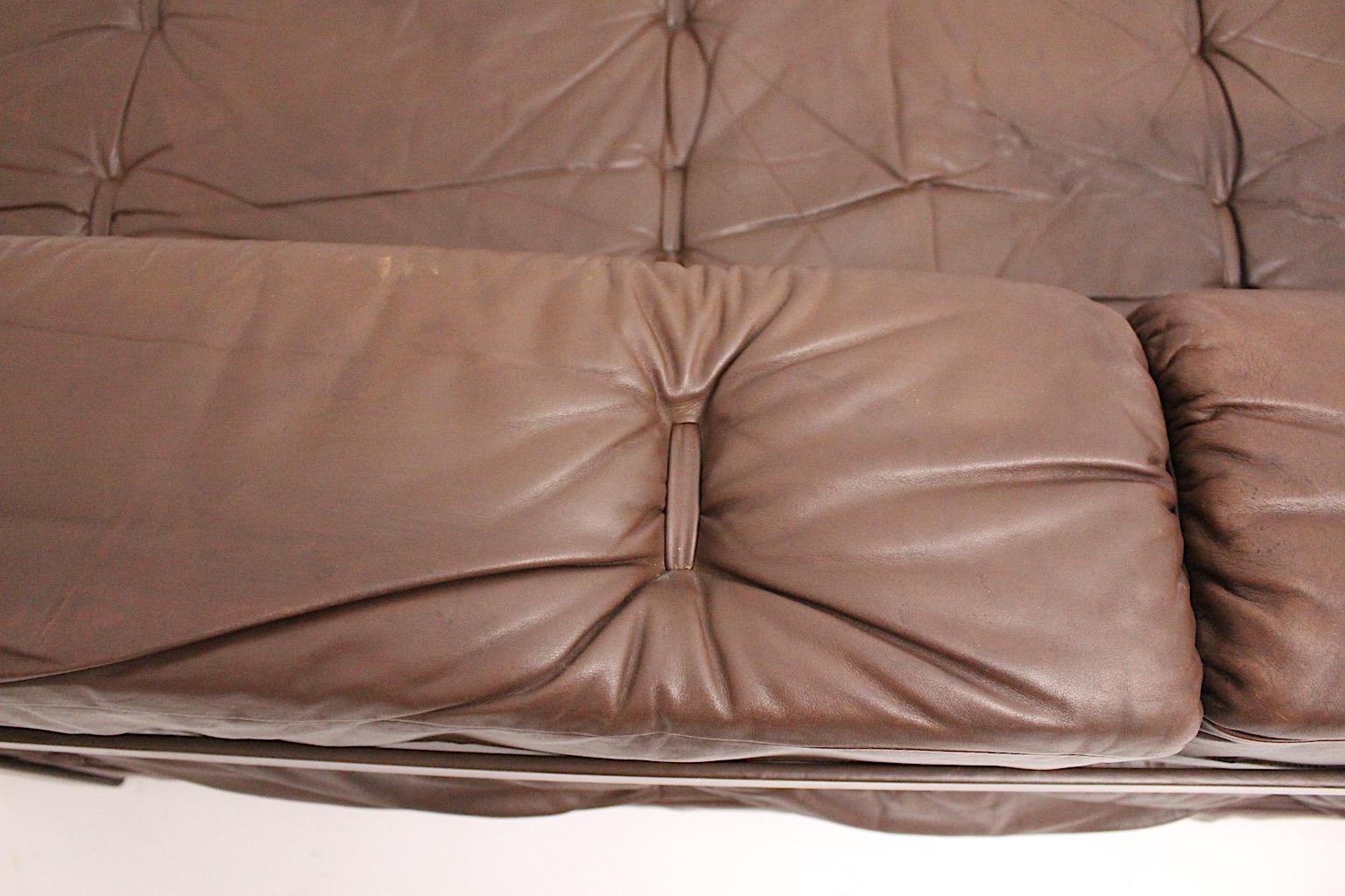 Wittmann Leather Brown Vintage Sofa or Daybed Atrium De Sede Style 1970s Austria For Sale 9
