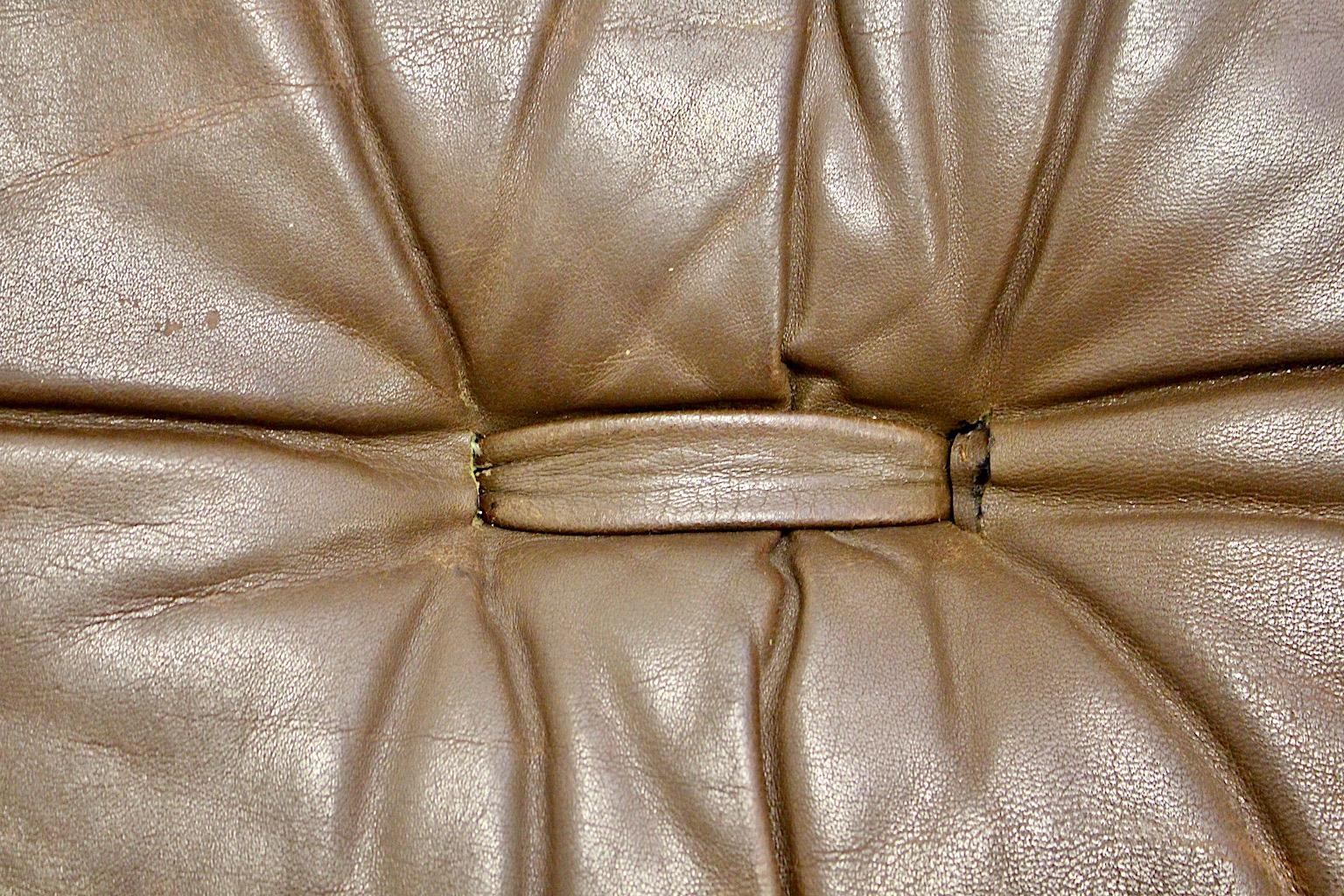 Wittmann Leather Brown Vintage Sofa or Daybed Atrium De Sede Style 1970s Austria For Sale 1