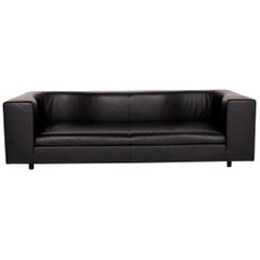 Wittmann Leather Sofa Black Three-Seat
