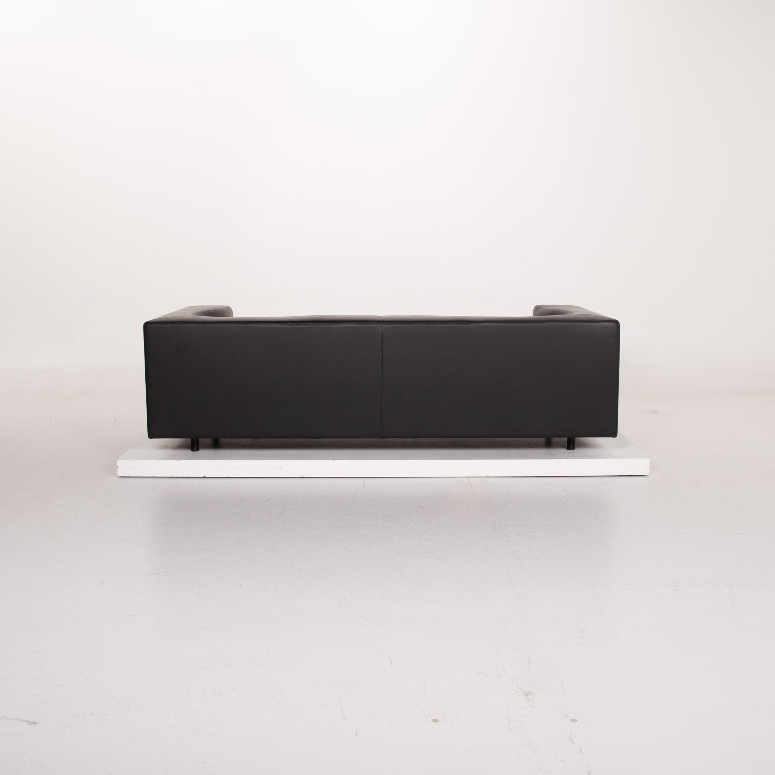 Wittmann Leather Sofa Black Three-Seat For Sale 4