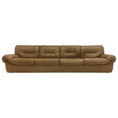 Wittmann, Model 'Chairman' Four Seater Sofa, Patinated Cognac Leather, 1971