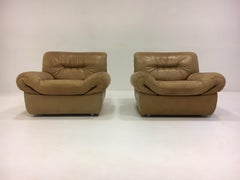 Wittmann, Model 'Chairman' Pair of Lounge Chairs, Patinated Cognac Leather, 1971