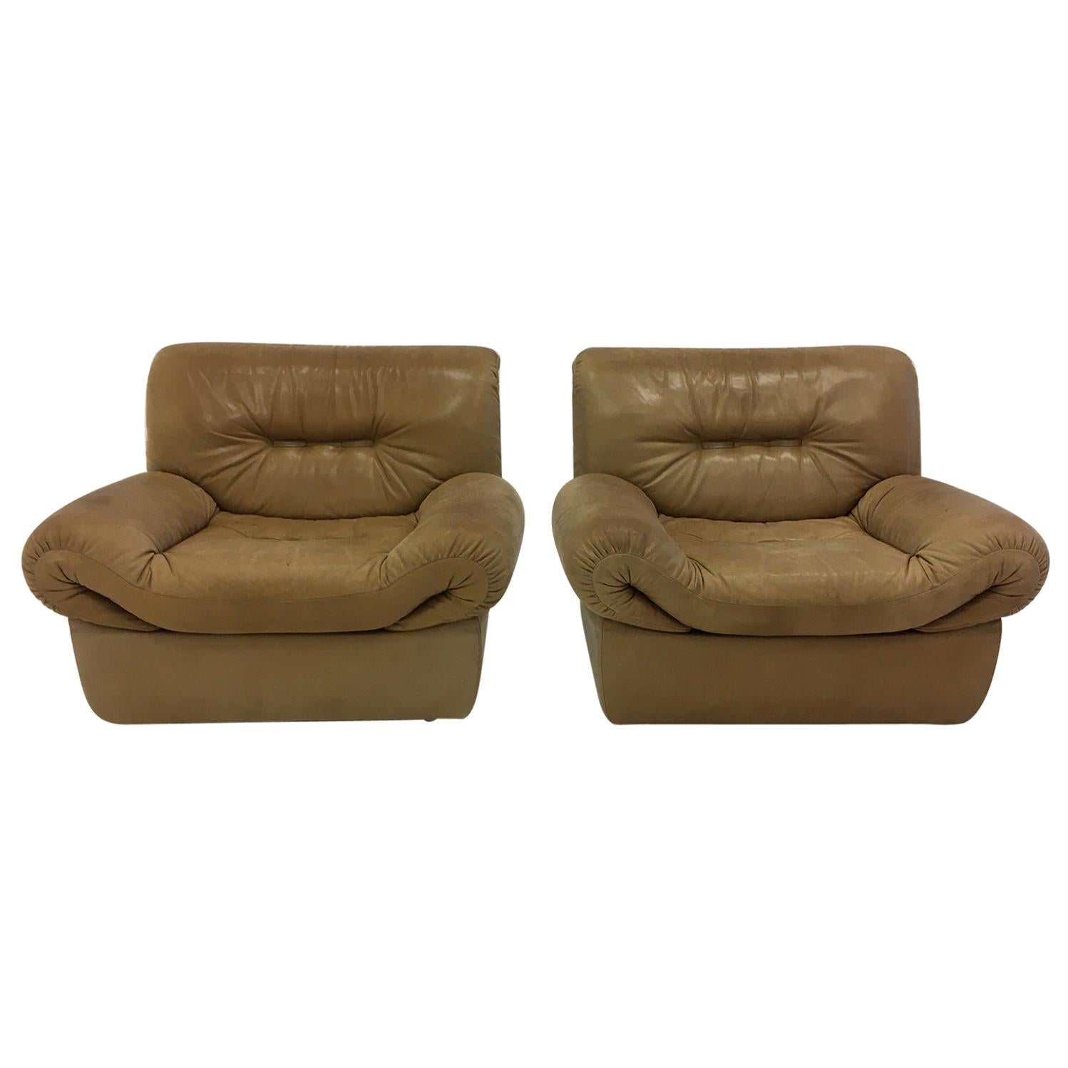 Wittmann, Model 'Chairman' Pair of Lounge Chairs, Patinated Cognac Leather, 1971 For Sale