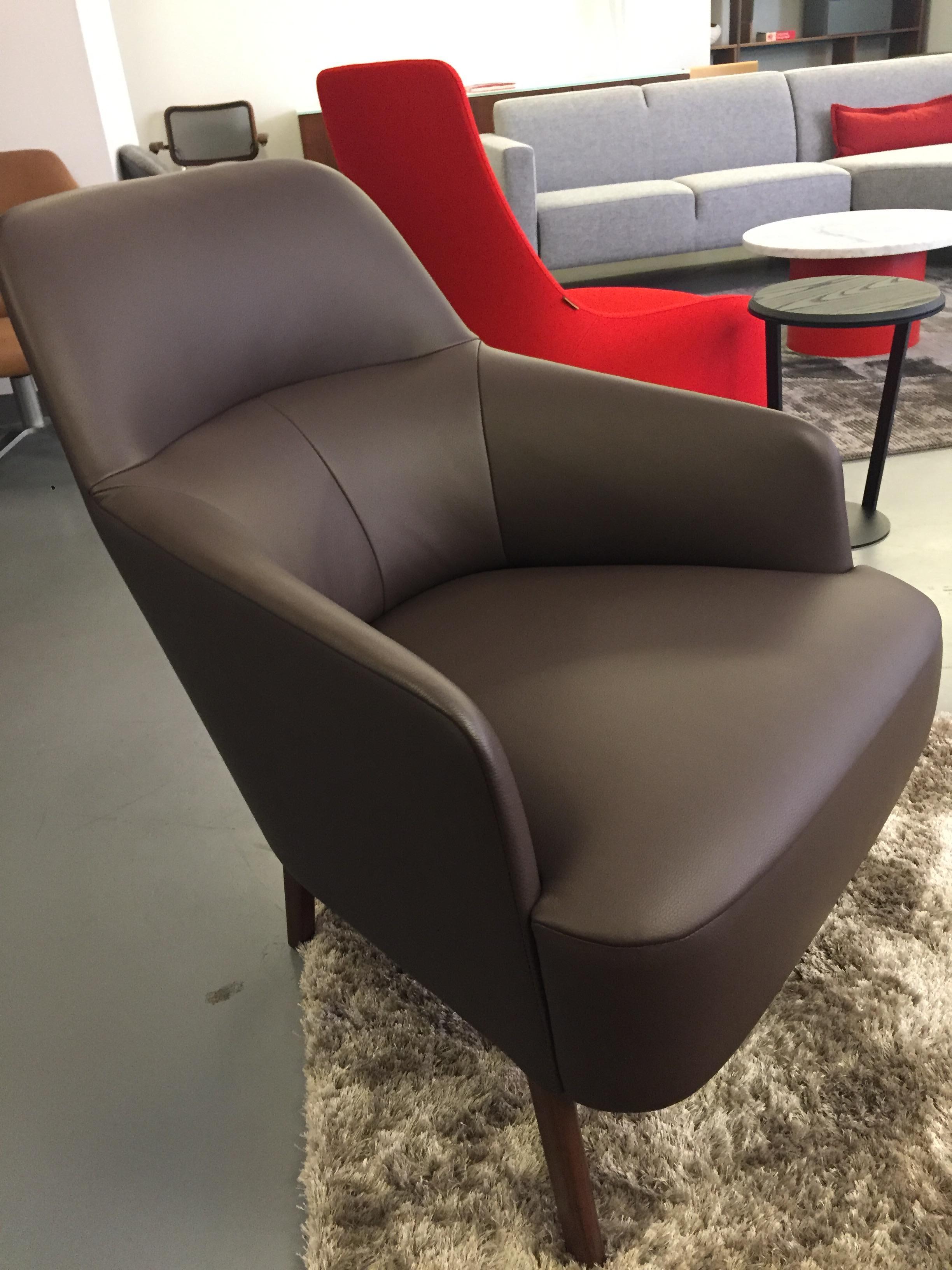Modern Wittmann Mono Brown Leather Lounge Armchair