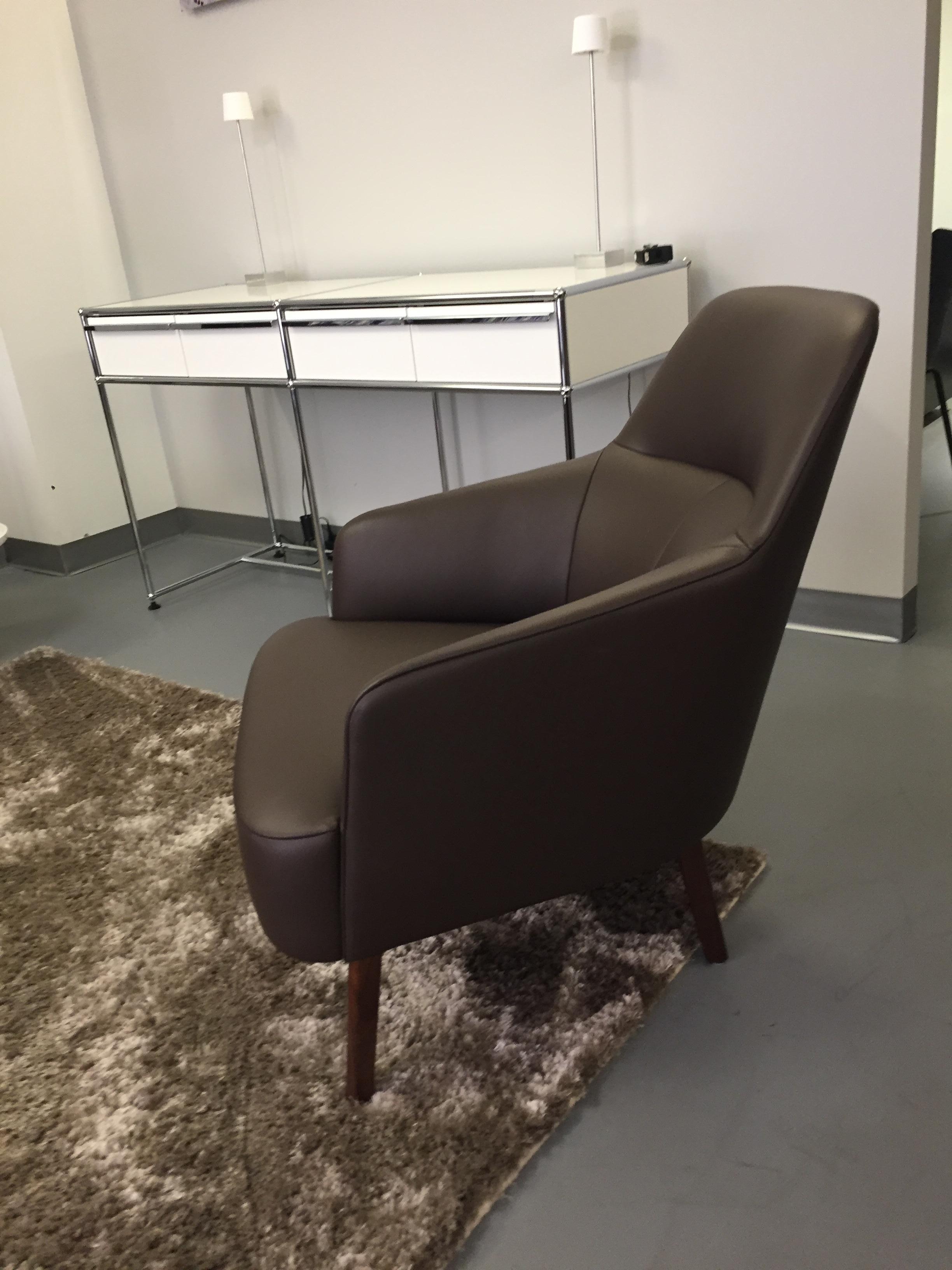 Austrian Wittmann Mono Brown Leather Lounge Armchair