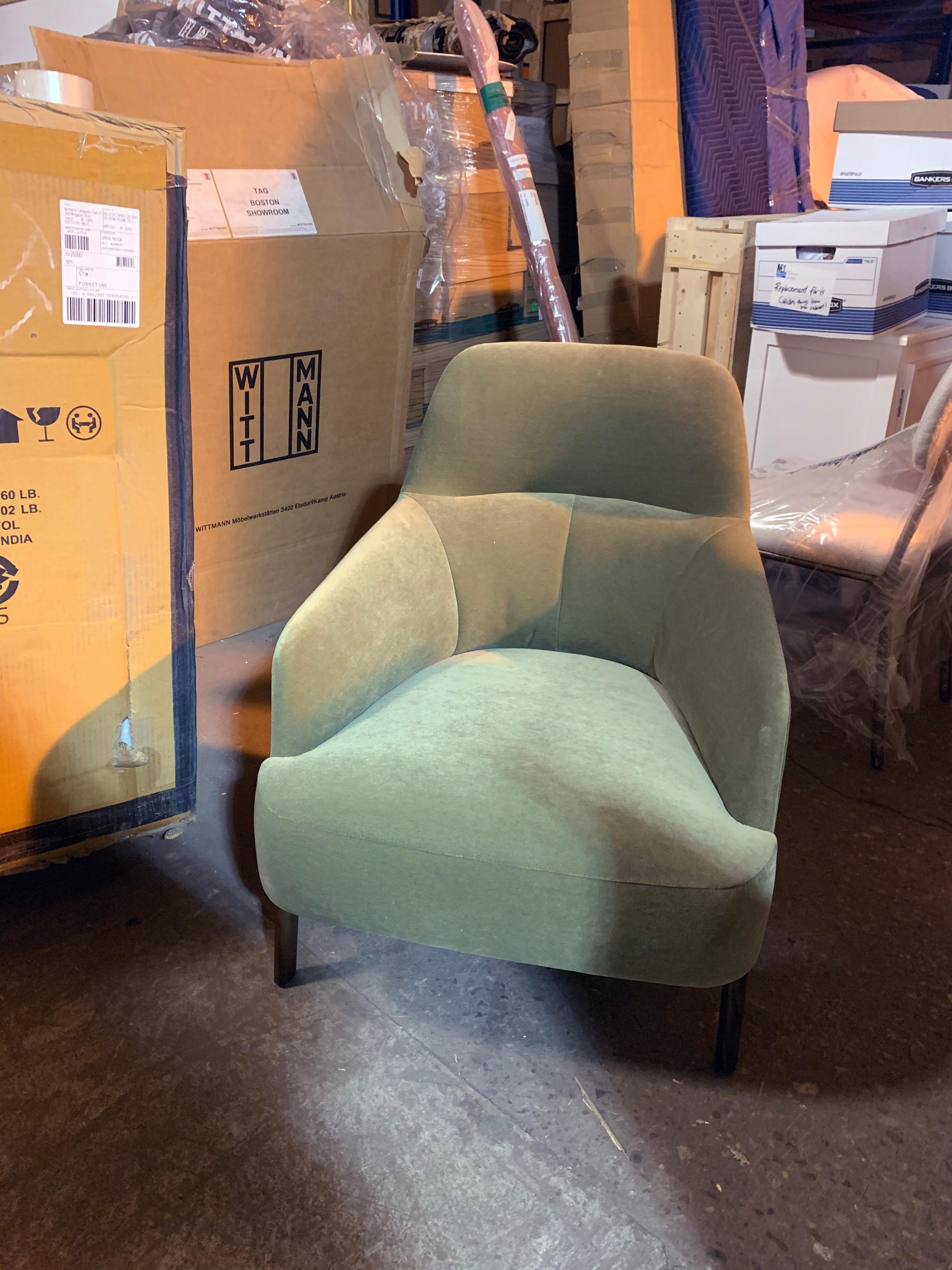 Wittmann Mono Green Velvet Lounge Armchair designed by Marco Dessi in STOCK 7