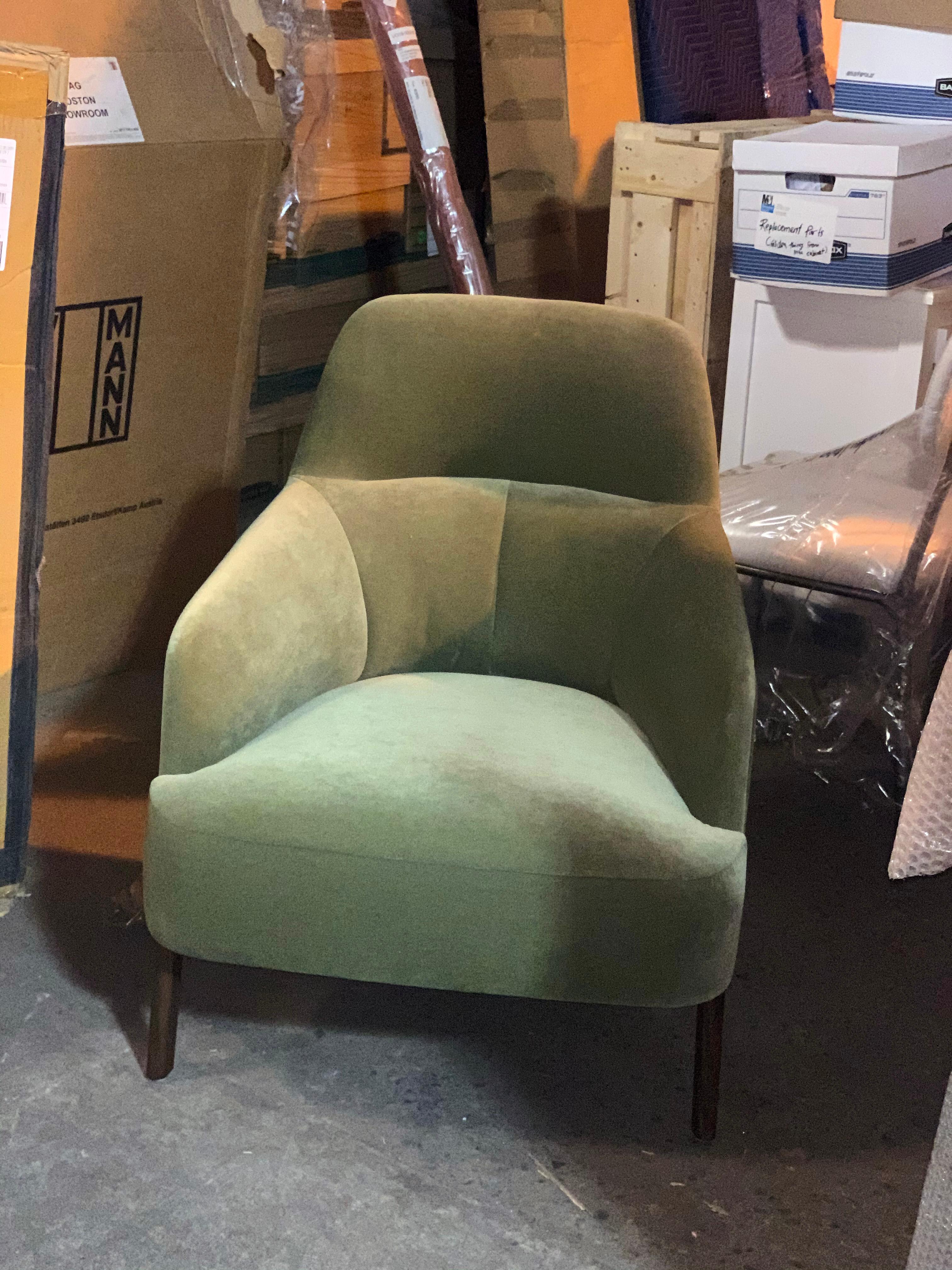 Wittmann Mono Green Velvet Lounge Armchair designed by Marco Dessi in STOCK 9