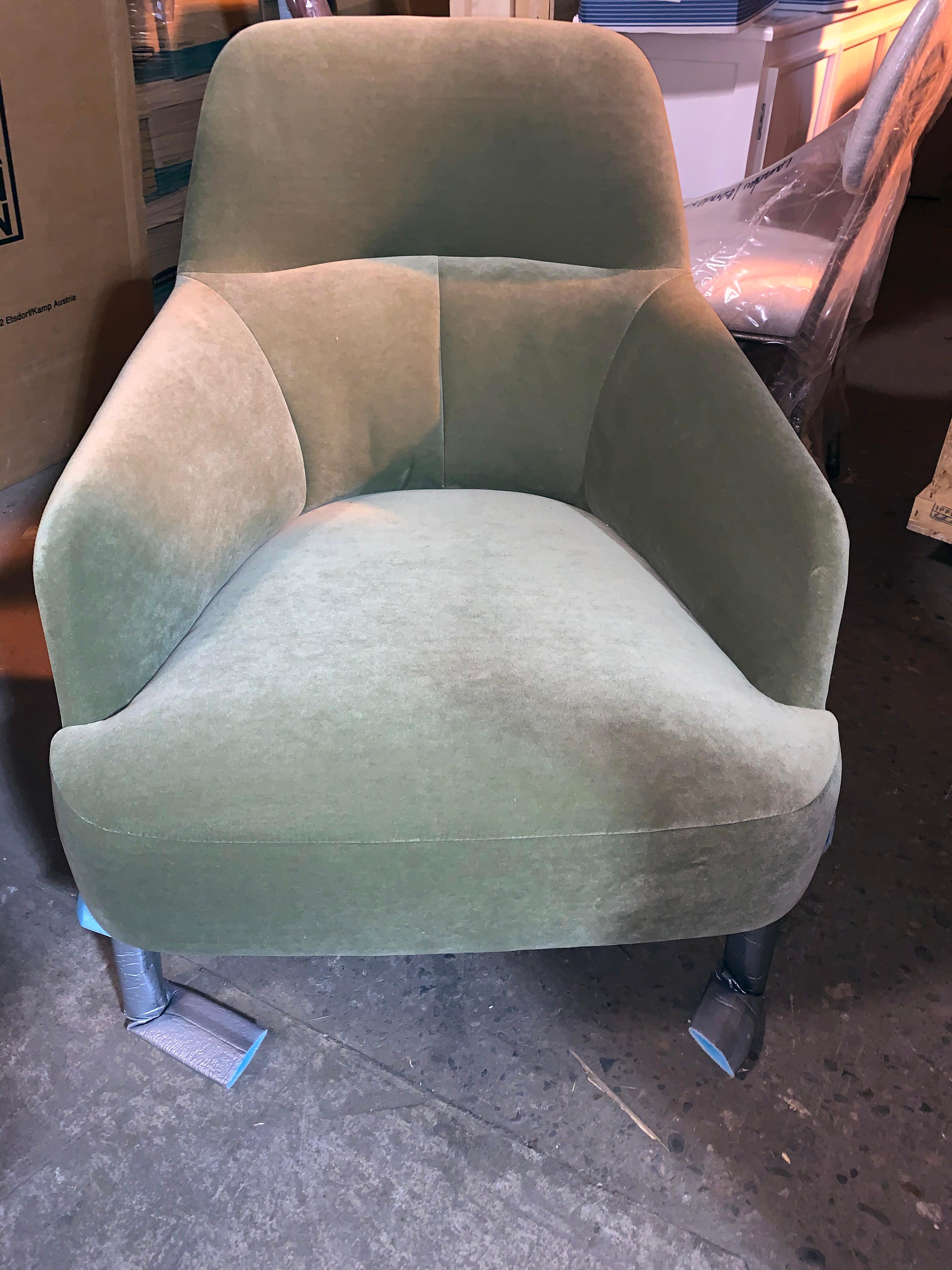 Wittmann Mono Green Velvet Lounge Armchair designed by Marco Dessi in STOCK 10